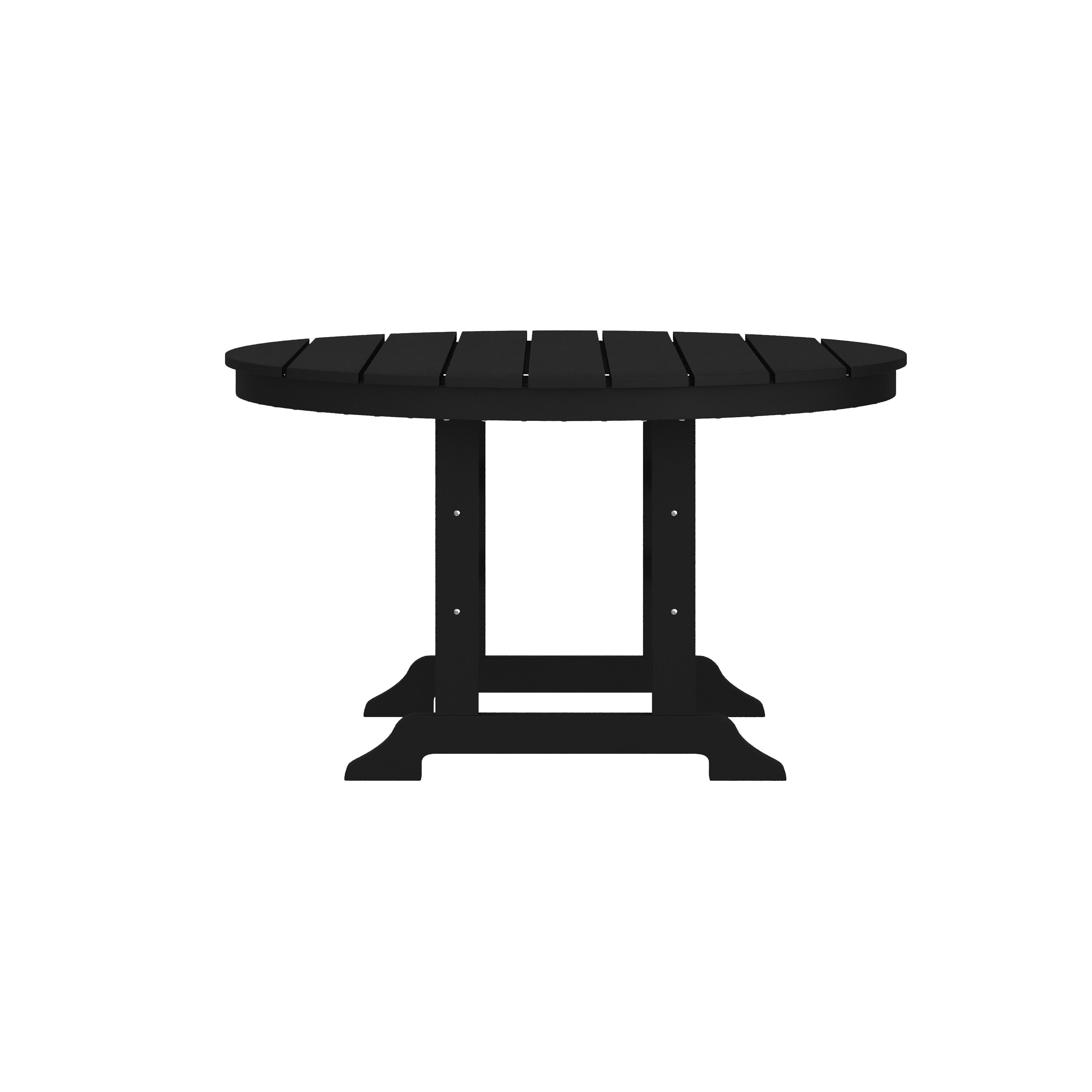 Colonel Commercial Grade Indoor/Outdoor 48" Round Recycled HDPE Adirondack Dining Table for 4 in Black