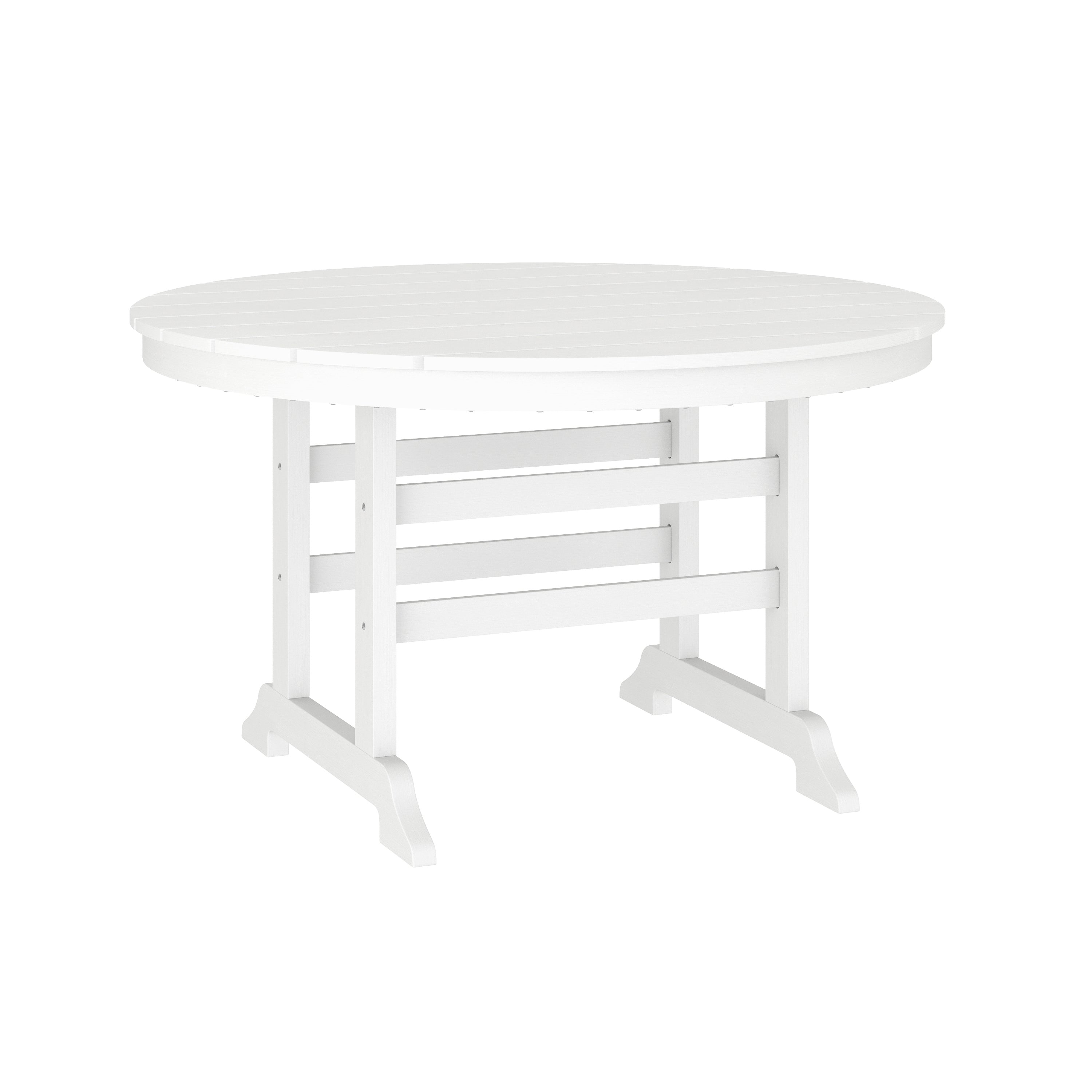 Colonel Commercial Grade Indoor/Outdoor 48" Round Recycled HDPE Adirondack Dining Table for 4 in White