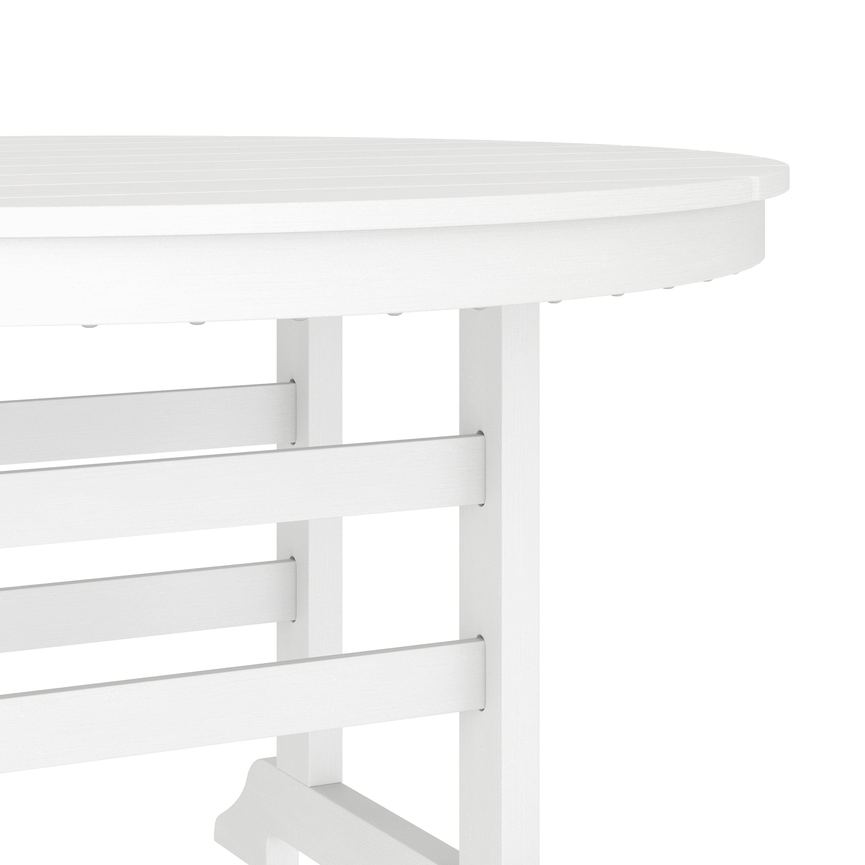 Colonel Commercial Grade Indoor/Outdoor 48" Round Recycled HDPE Adirondack Dining Table for 4 in White