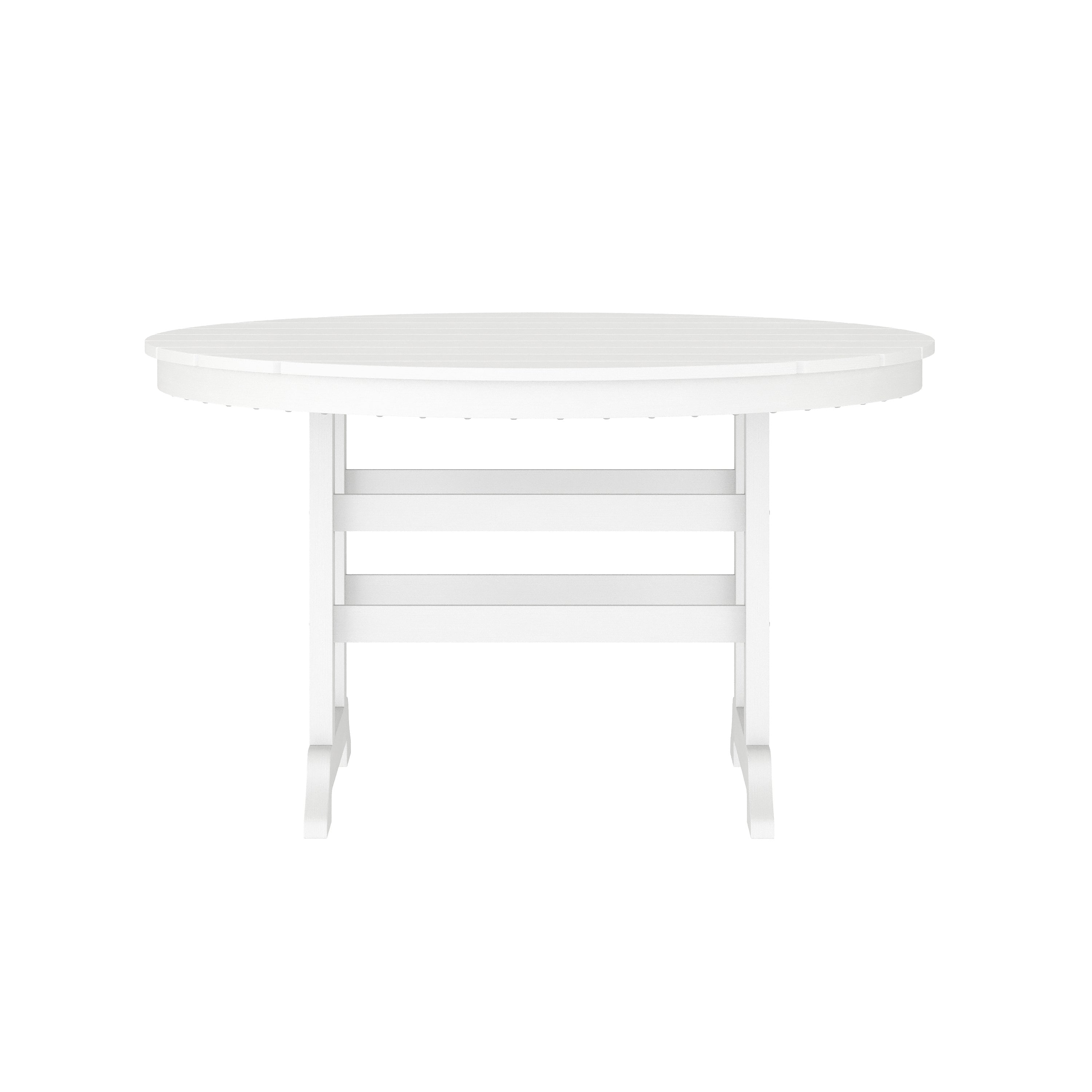 Colonel Commercial Grade Indoor/Outdoor 48" Round Recycled HDPE Adirondack Dining Table for 4 in White