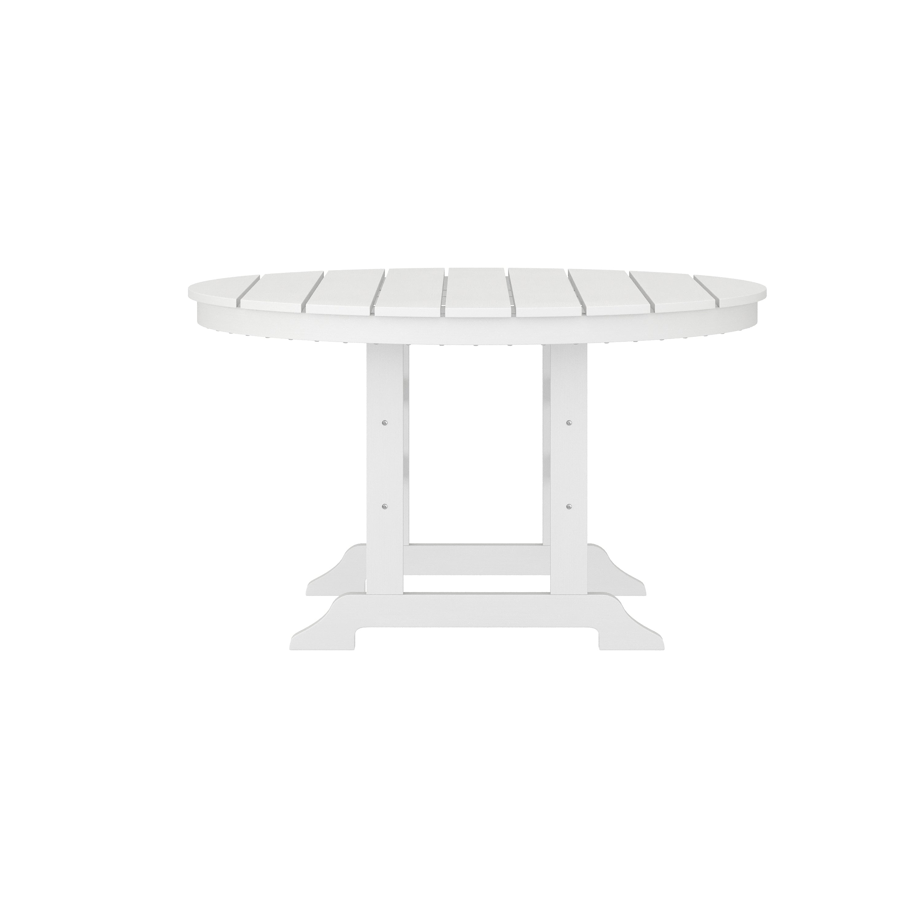 Colonel Commercial Grade Indoor/Outdoor 48" Round Recycled HDPE Adirondack Dining Table for 4 in White