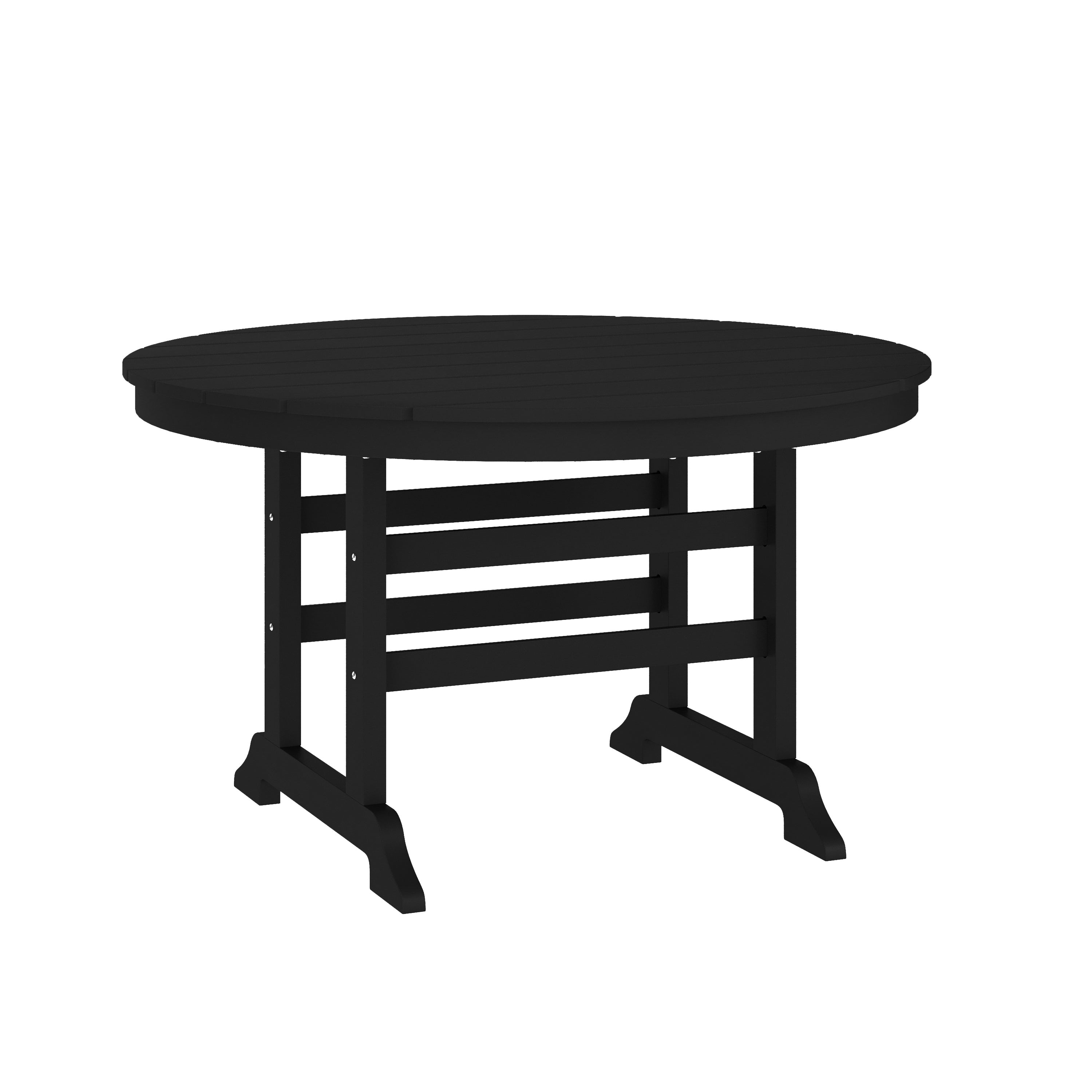 Tolleson Commercial 5 Piece Adirondack Dining Set with 48" Round Indoor/Outdoor Recycled HDPE Table and 4 Chairs with Cupholders in Black
