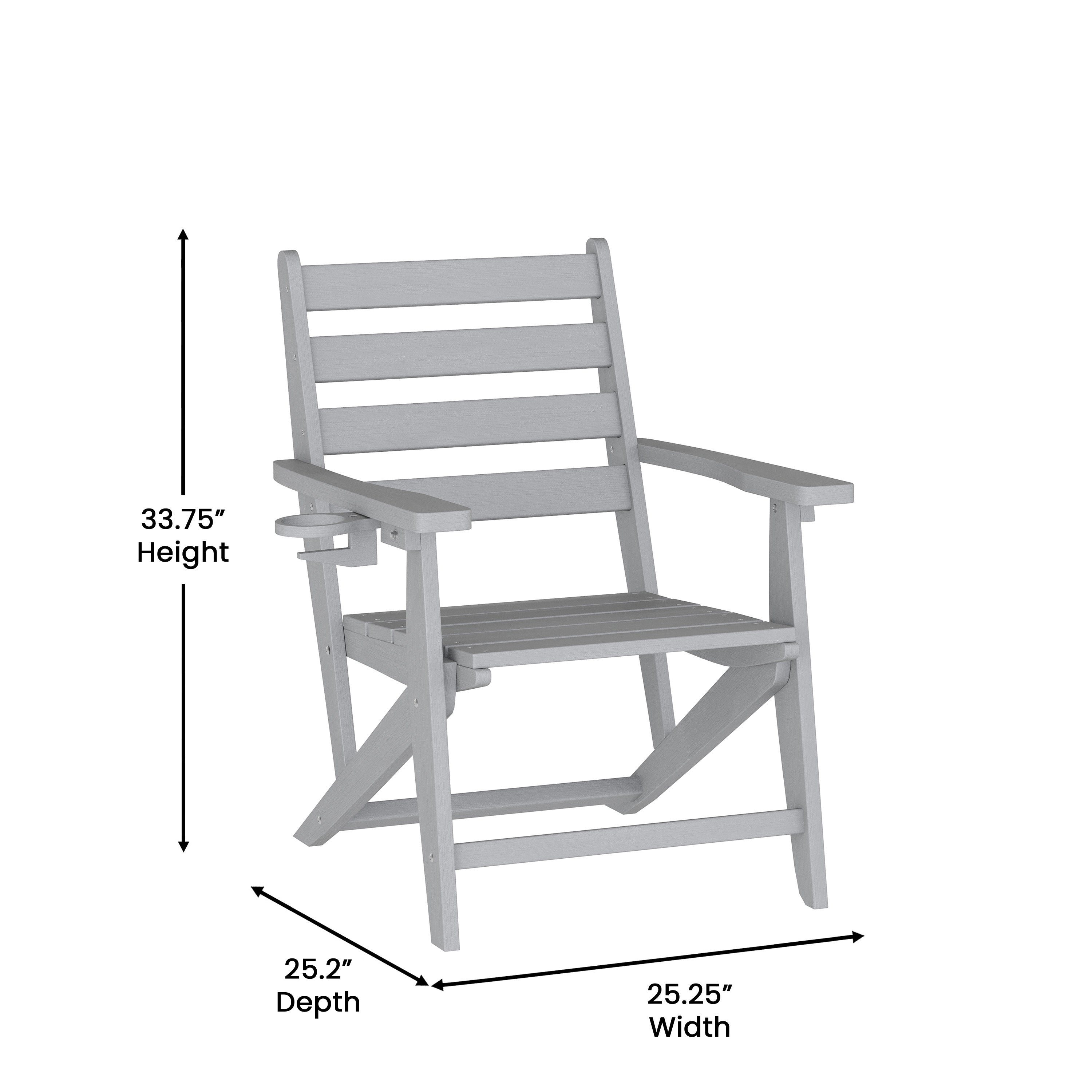 Tolleson Commercial 5 Piece Adirondack Dining Set with 48" Round Indoor/Outdoor Recycled HDPE Table and 4 Chairs with Cupholders in Gray