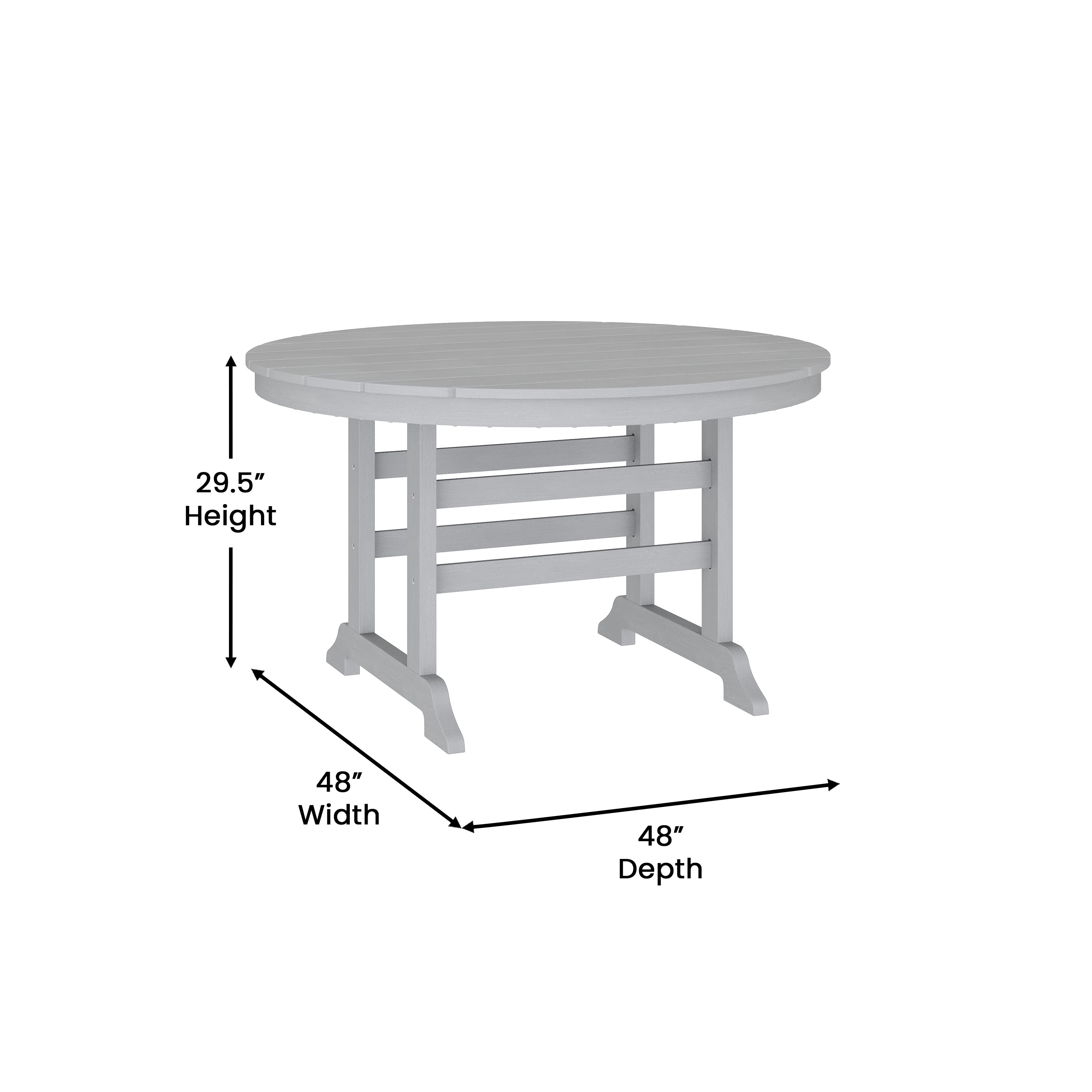 Tolleson Commercial 5 Piece Adirondack Dining Set with 48" Round Indoor/Outdoor Recycled HDPE Table and 4 Chairs with Cupholders in Gray