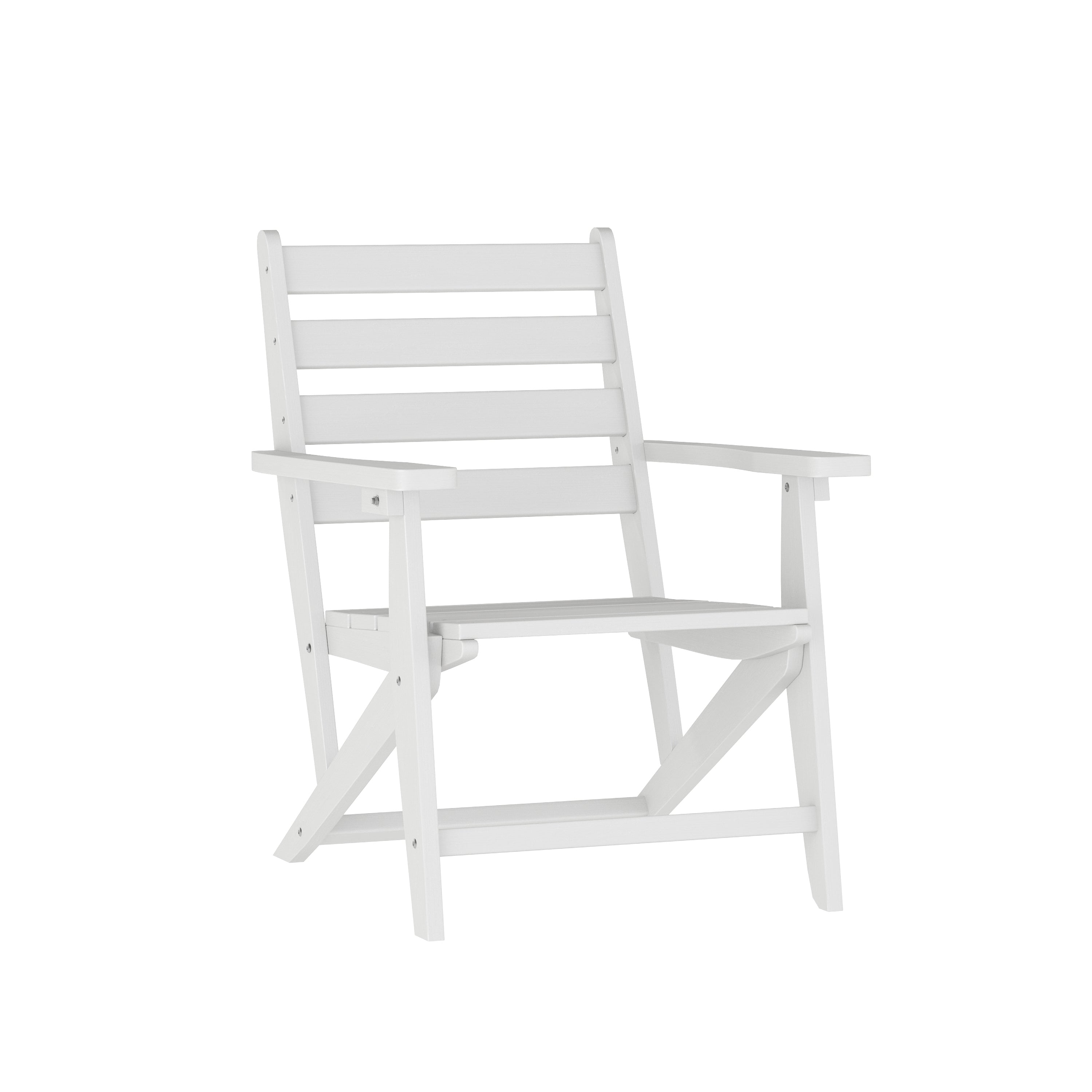 Tolleson Commercial 5 Piece Adirondack Dining Set with 48" Round Indoor/Outdoor Recycled HDPE Table and 4 Chairs with Cupholders in White