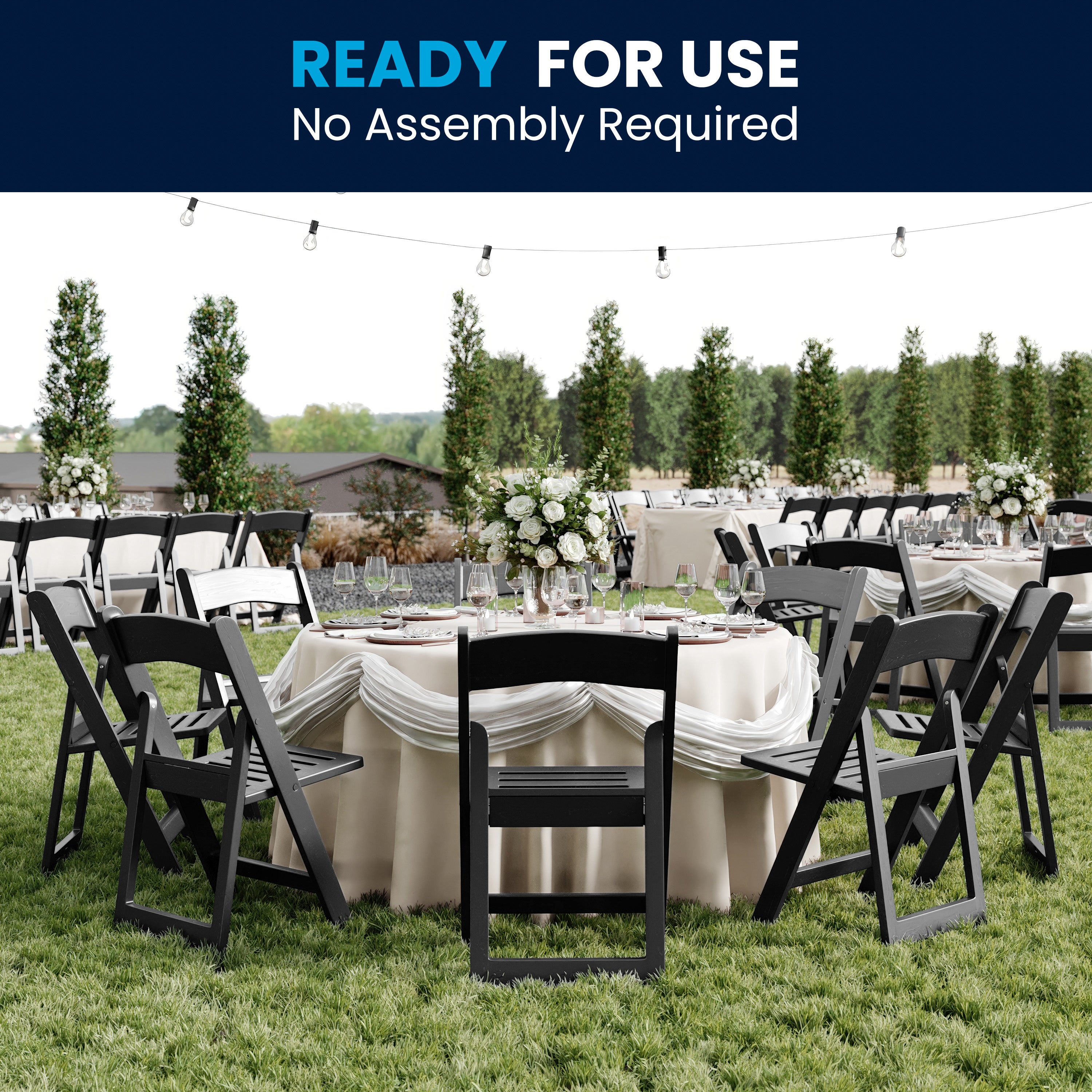 HERCULES Commercial Black Indoor/Outdoor Lightweight Wood Look Resin Folding Event Chair with Slatted Seat