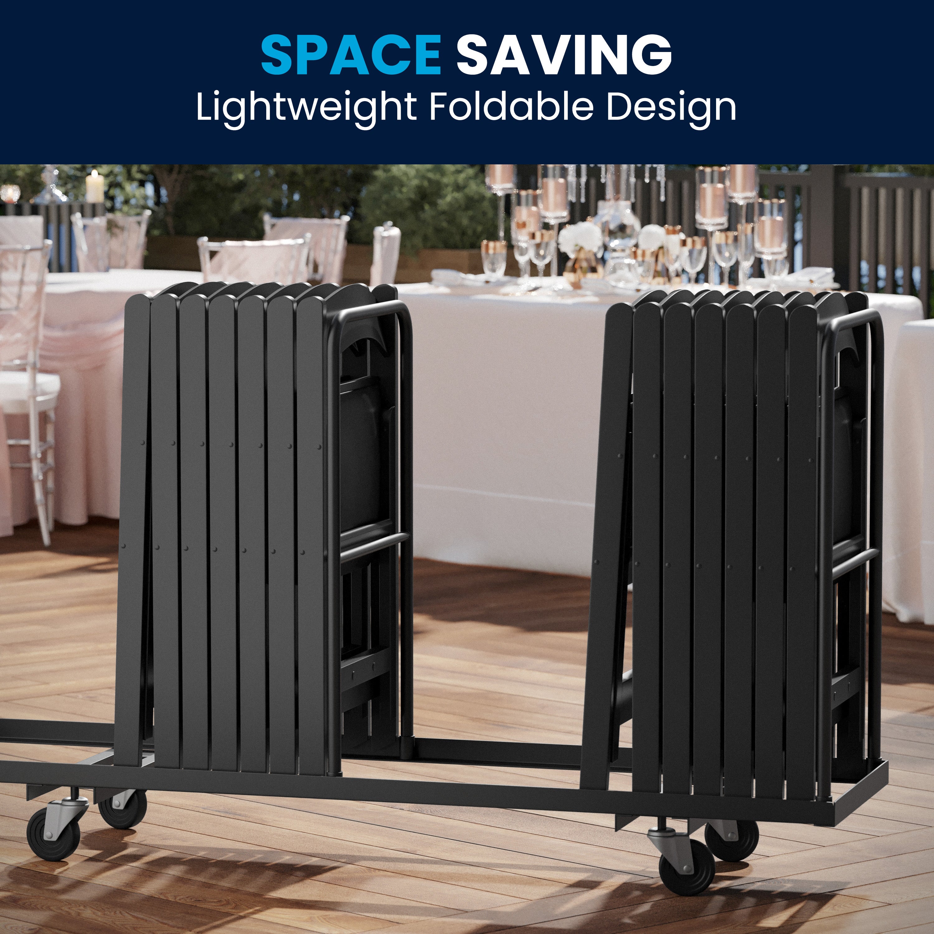 Hercules Folding Chair - Black Resin - 2 Pack 800LB Weight Capacity Comfortable Event Chair - Light Weight Folding Chair