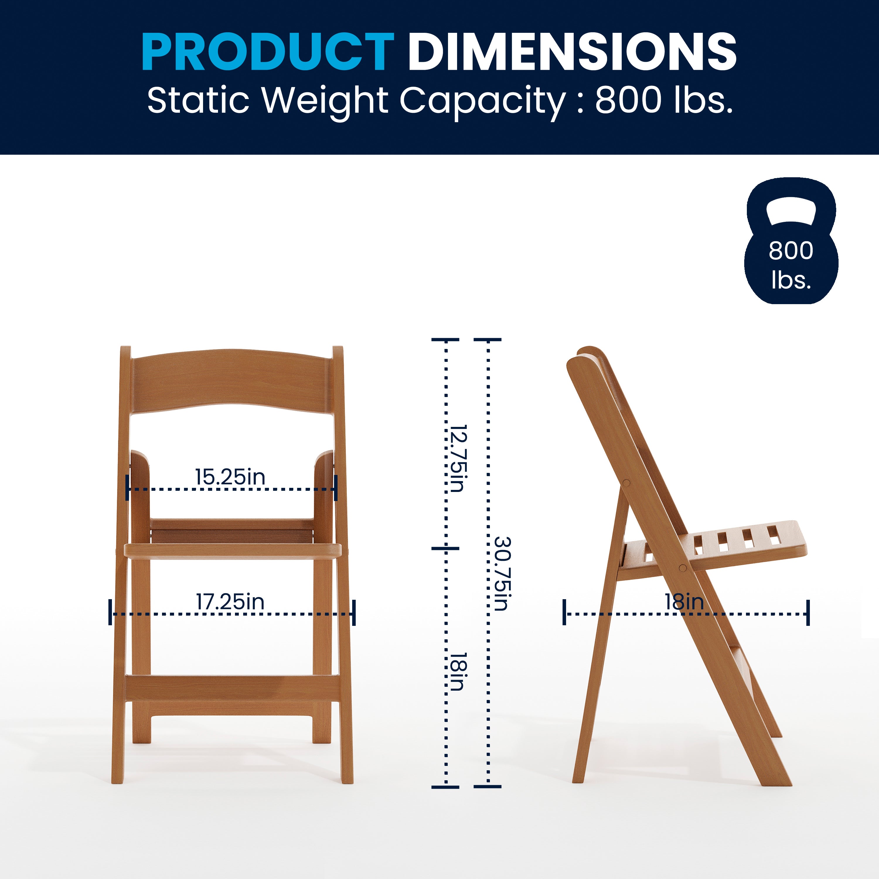 HERCULES Commercial Chestnut Indoor/Outdoor Lightweight Wood Look Resin Folding Event Chair with Slatted Seat