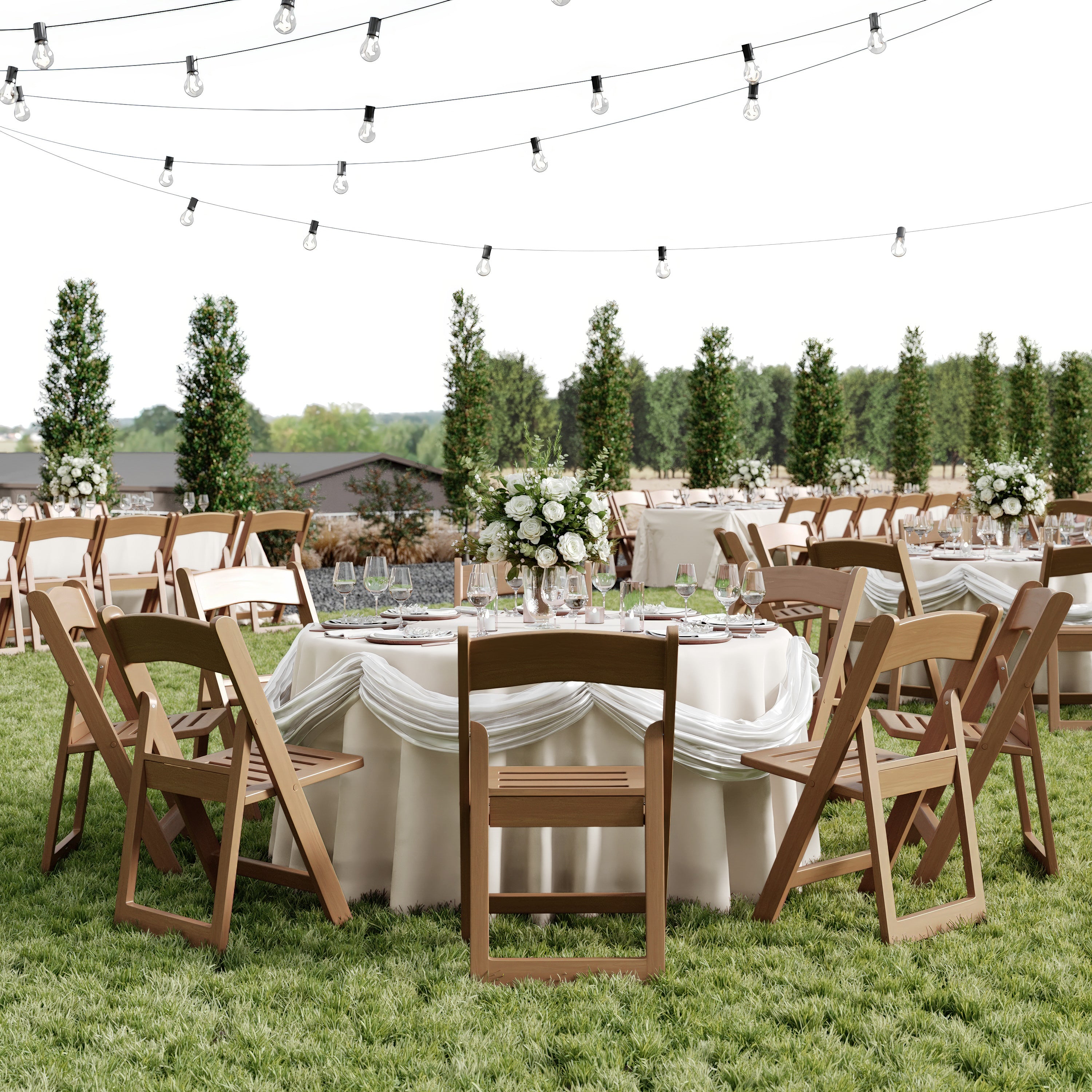 HERCULES Commercial Chestnut Indoor/Outdoor Lightweight Wood Look Resin Folding Event Chair with Slatted Seat