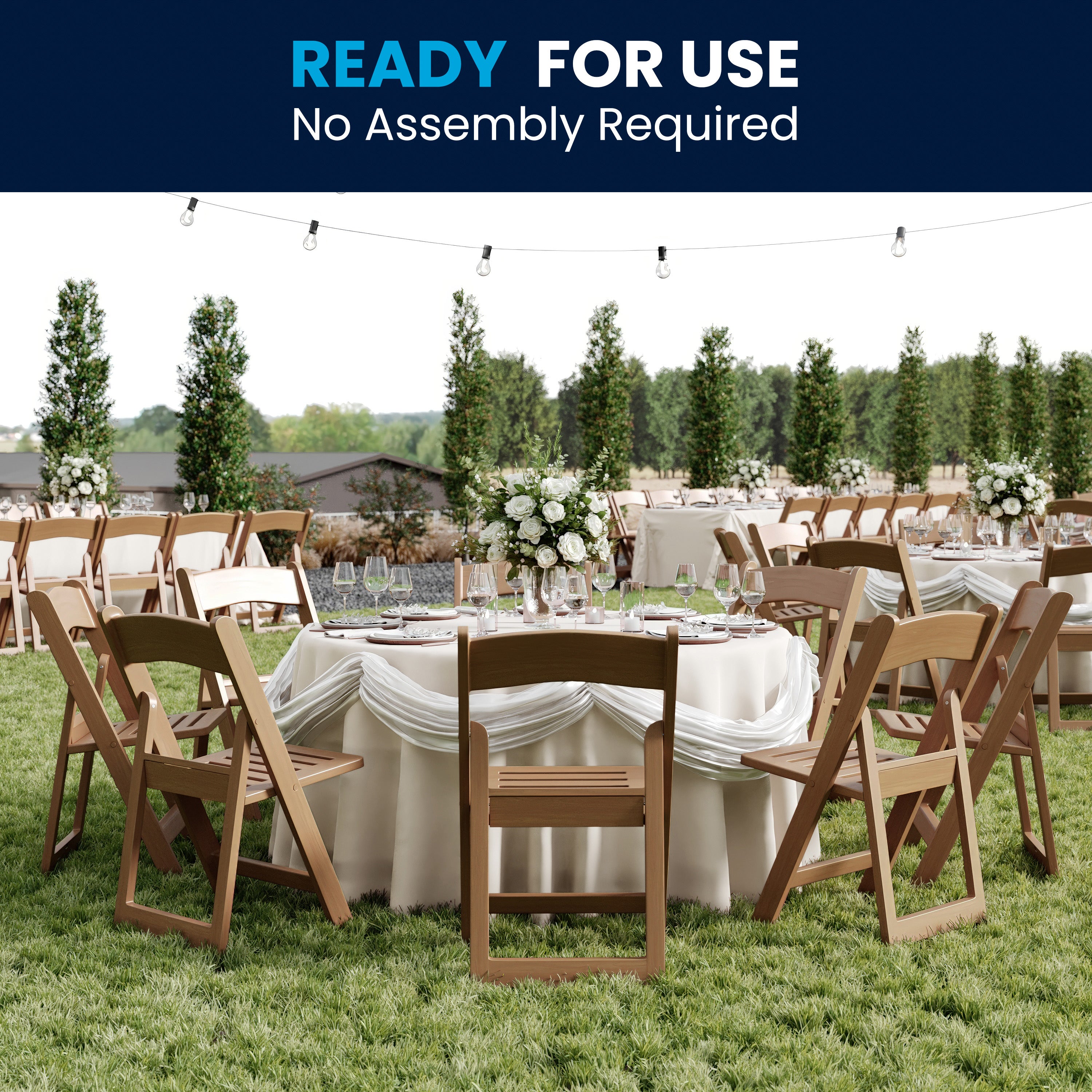 HERCULES Commercial Chestnut Indoor/Outdoor Lightweight Wood Look Resin Folding Event Chair with Slatted Seat