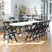 HERCULES Kids Black Resin Folding Chair with Black Vinyl Padded Seat