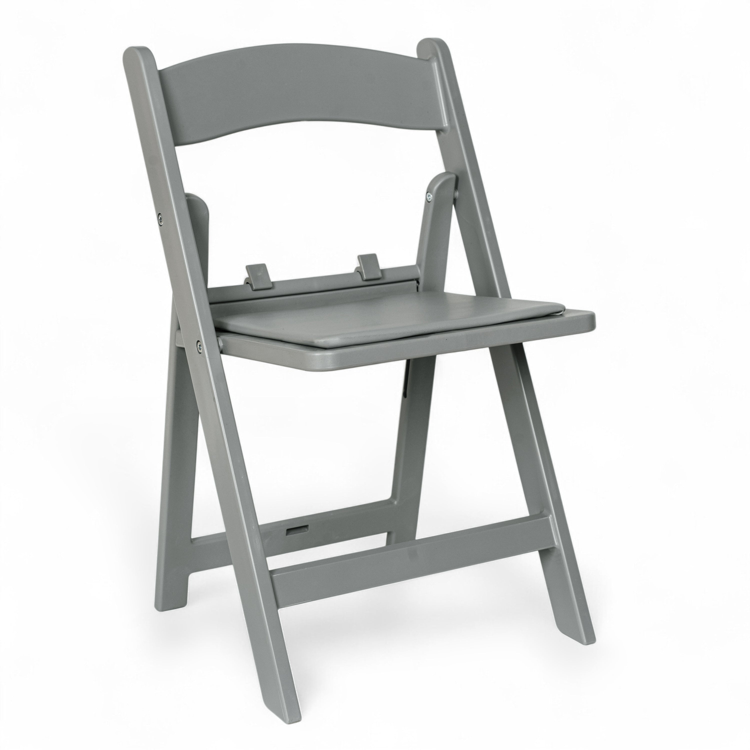 HERCULES Kids Gray Resin Folding Chair with White Gray Padded Seat