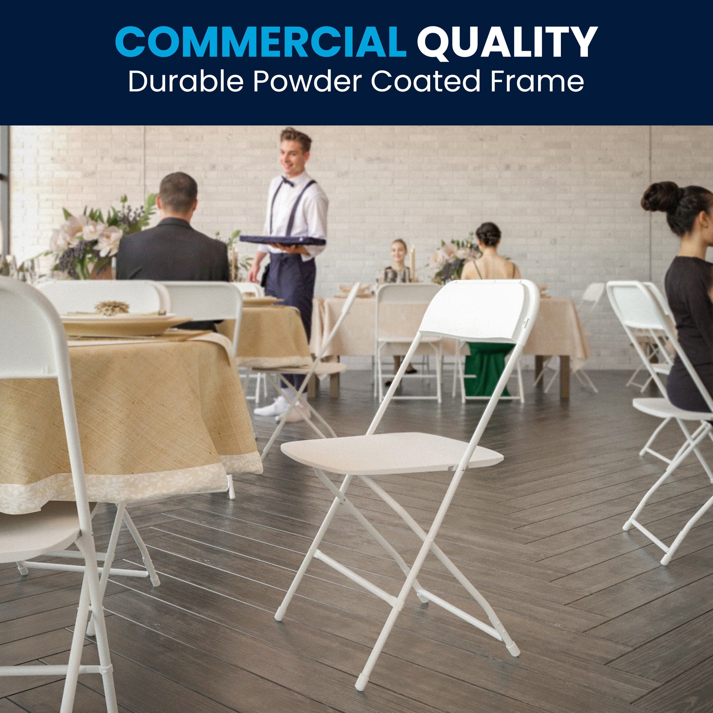 Hercules Series Plastic Folding Chair White - 2 Pack 650LB Weight Capacity Comfortable Event Chair-Lightweight Folding Chair