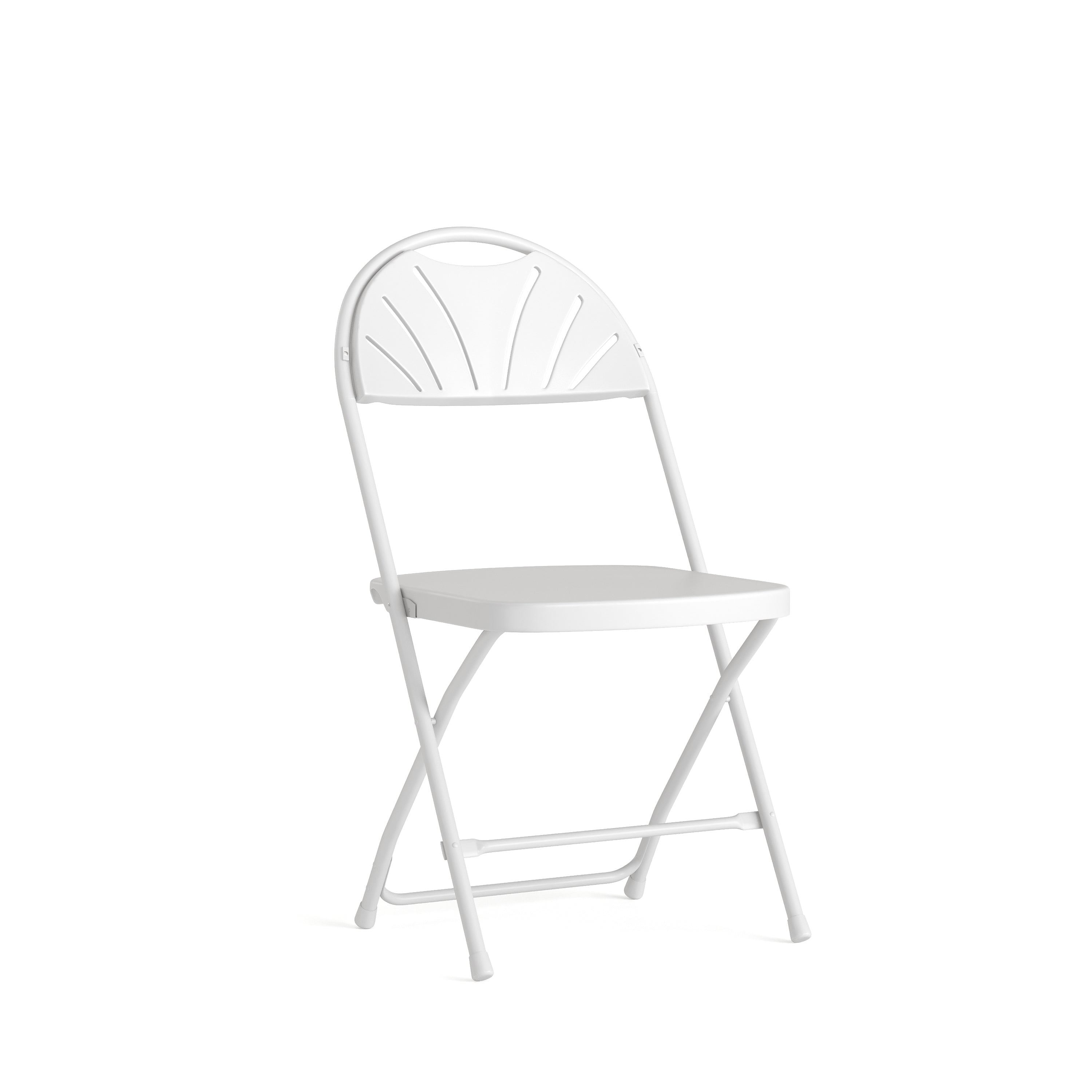 HERCULES Series 650 lb. Capacity White Plastic Fan Back Folding Chair