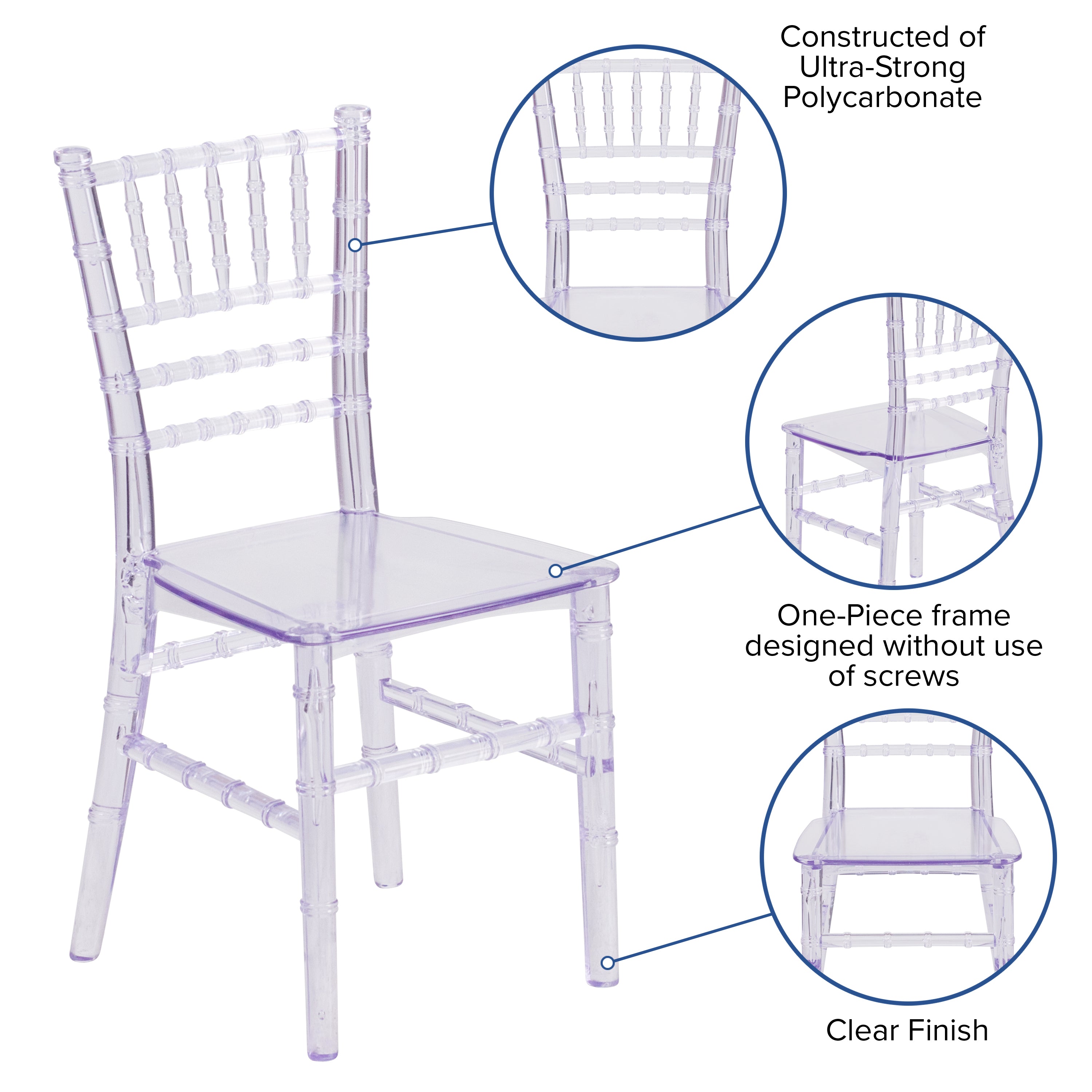 HERCULES Child Size Transparent Chiavari Chair – Durable Resin Kids Chair for Weddings, Parties & Everyday Use