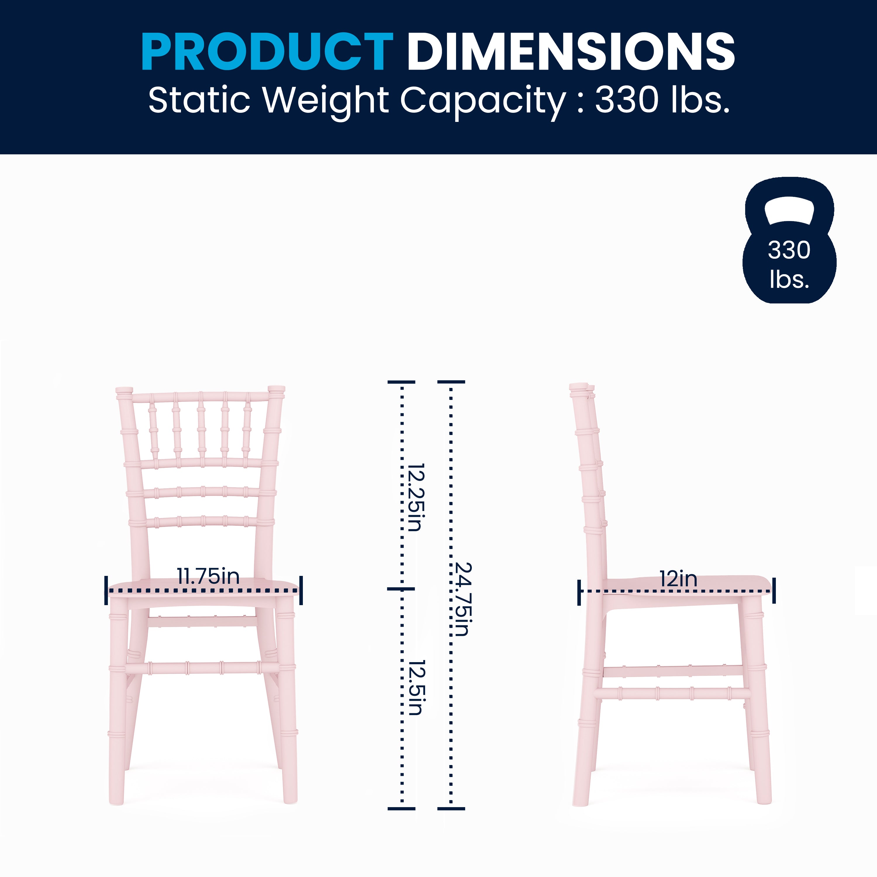 HERCULES Child Size Pink Chiavari Chair – Durable Resin Kids Chair for Weddings, Parties & Everyday Use