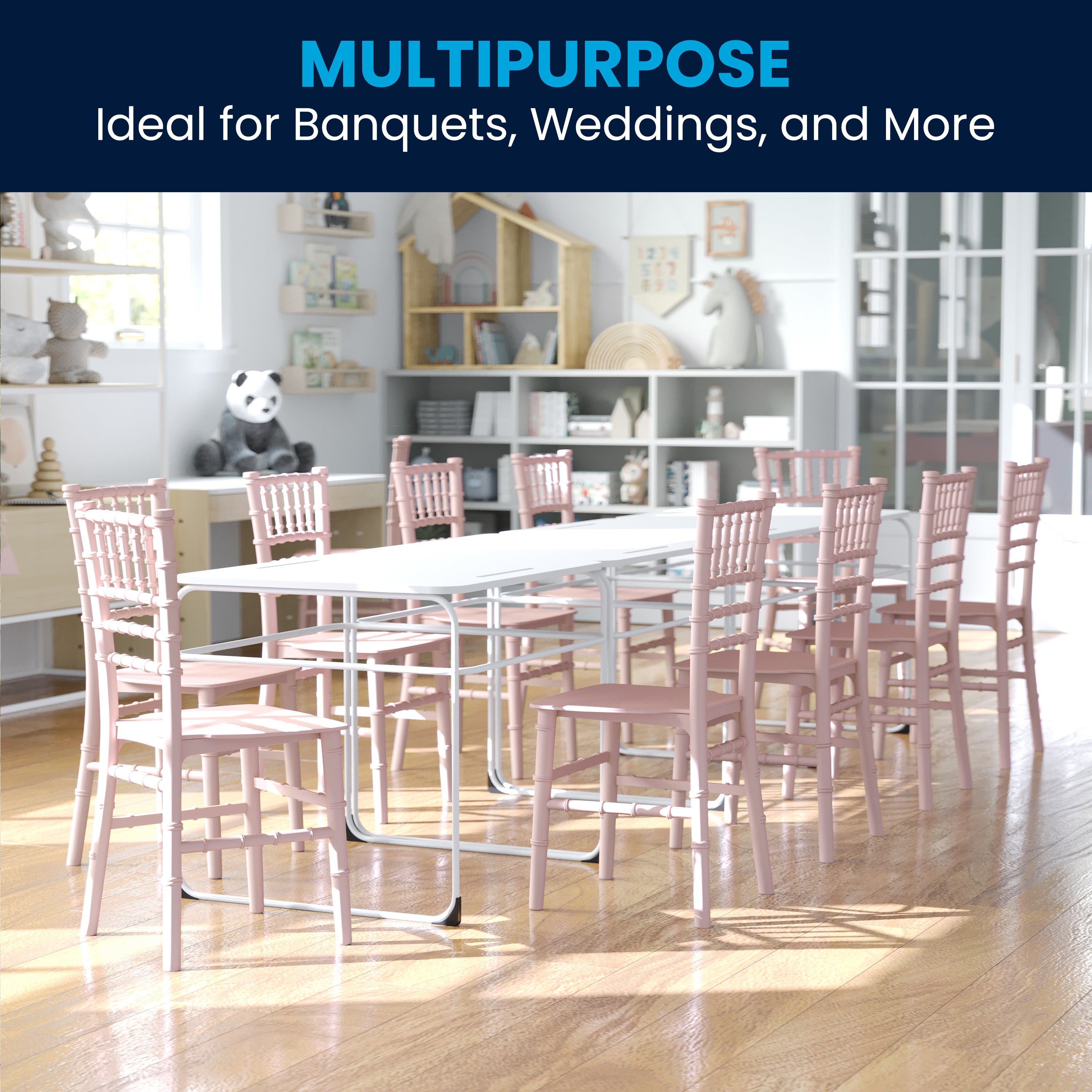 HERCULES Child Size Pink Chiavari Chair – Durable Resin Kids Chair for Weddings, Parties & Everyday Use