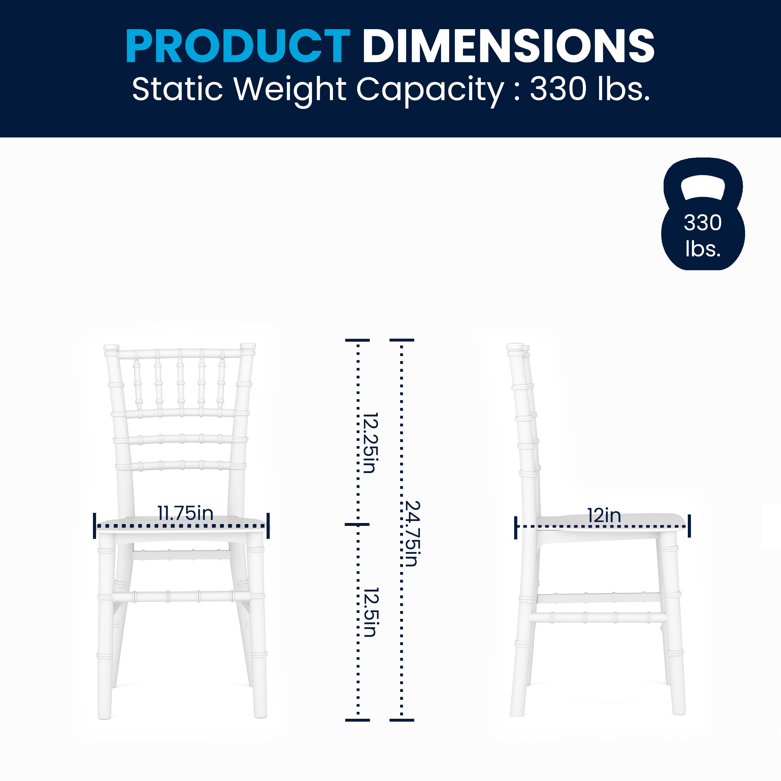 HERCULES Child Size White Chiavari Chair – Durable Resin Kids Chair for Weddings, Parties & Everyday Use
