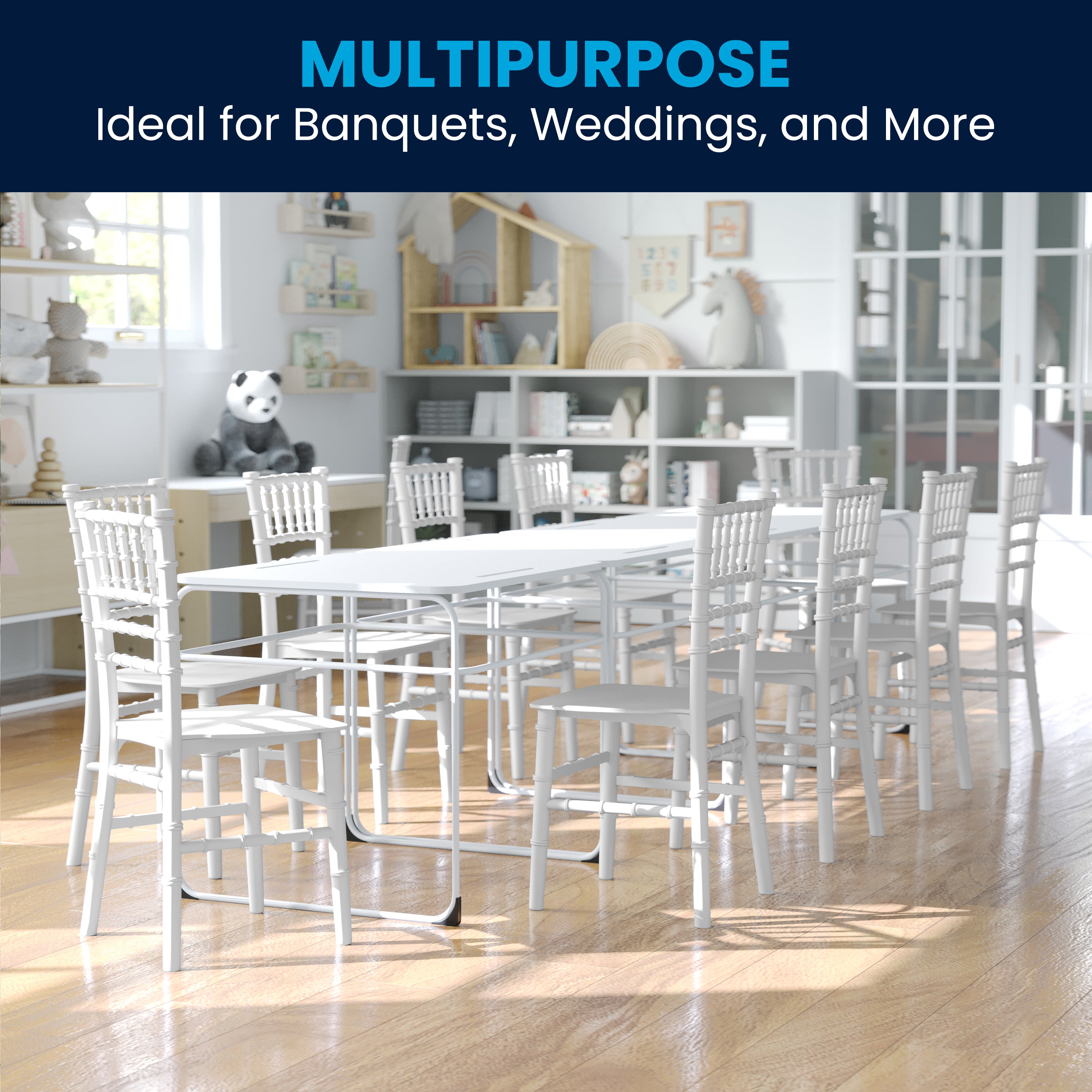 HERCULES Child Size White Chiavari Chair – Durable Resin Kids Chair for Weddings, Parties & Everyday Use