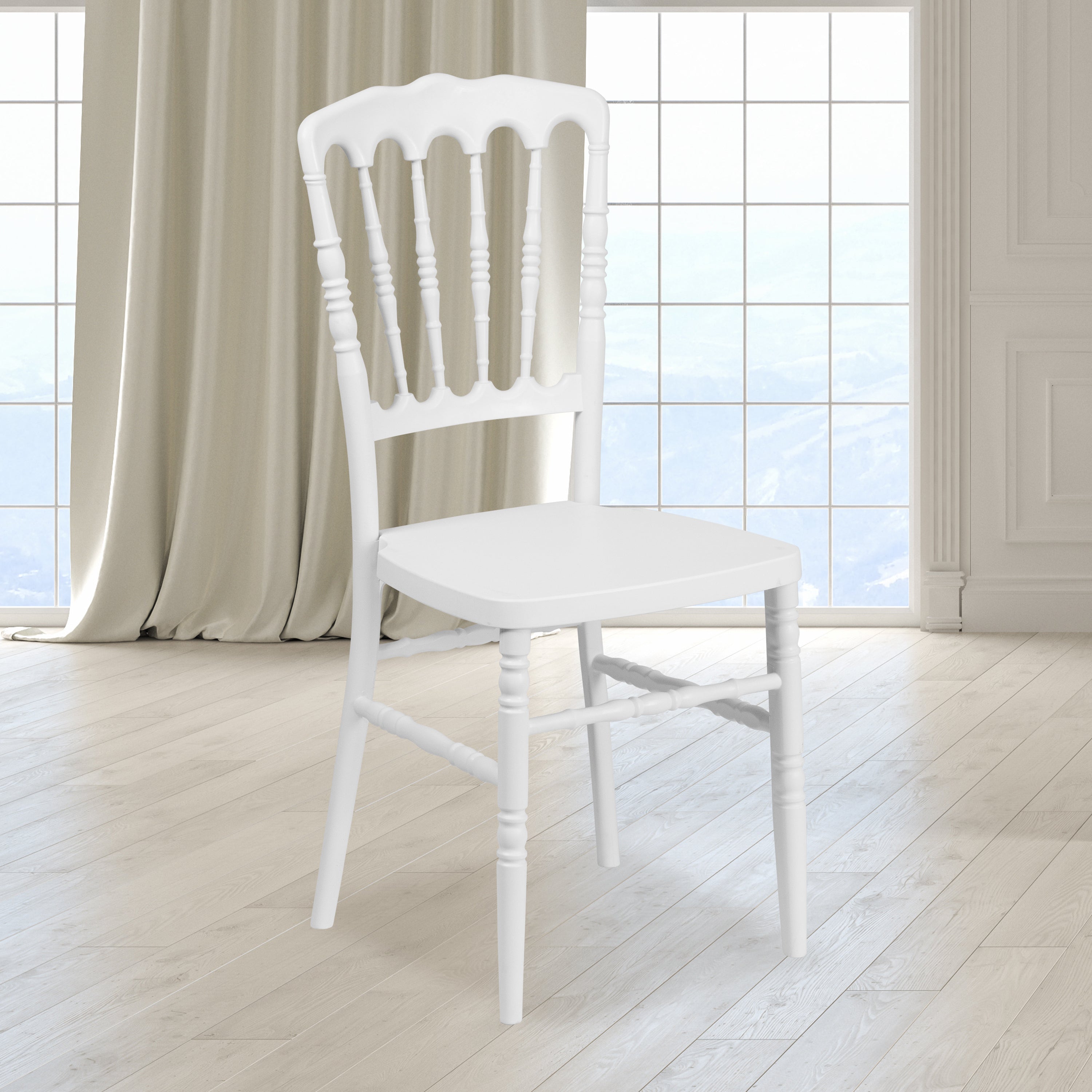 HERCULES Series White Resin Stacking Napoleon Chair