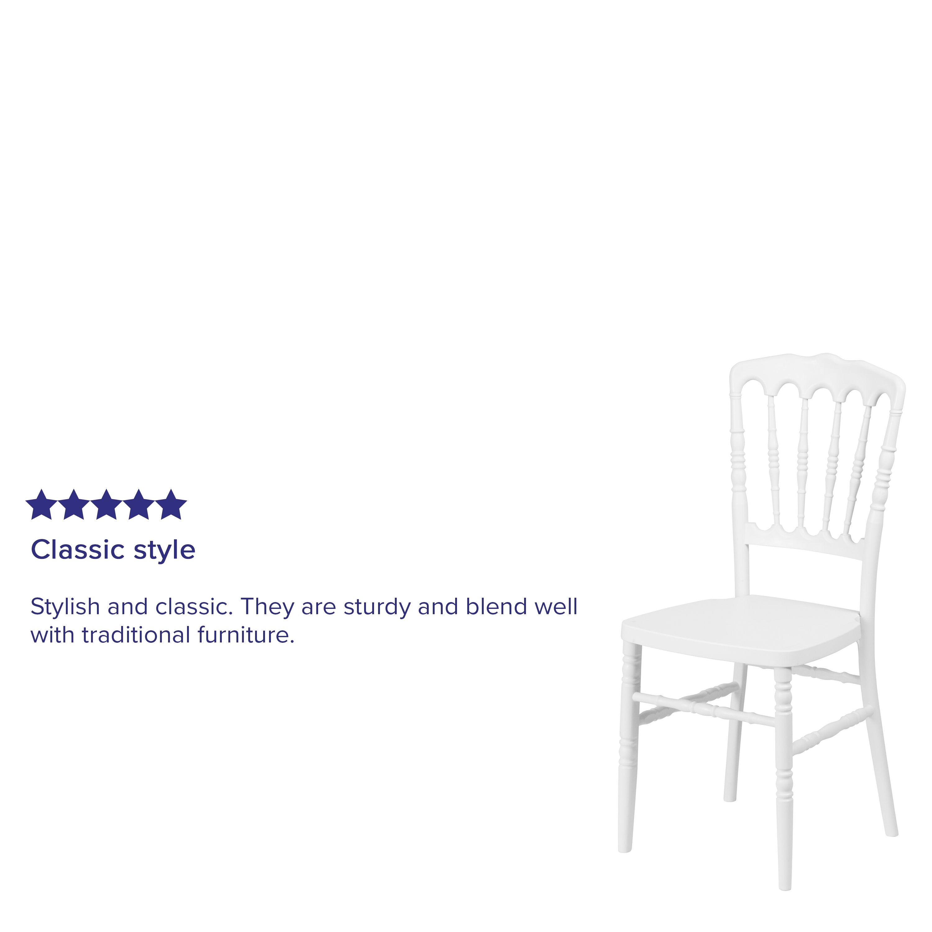 HERCULES Series White Resin Stacking Napoleon Chair