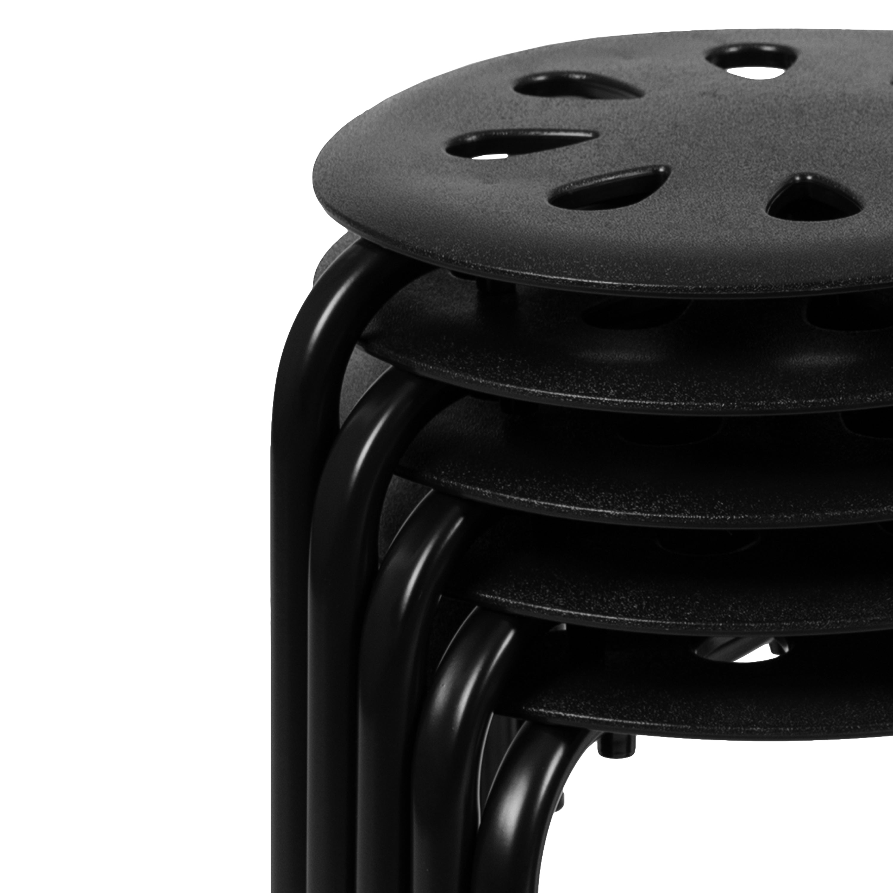 Bailey Plastic Nesting Stack Stools, 17.5"Height, Black (5 Pack)
