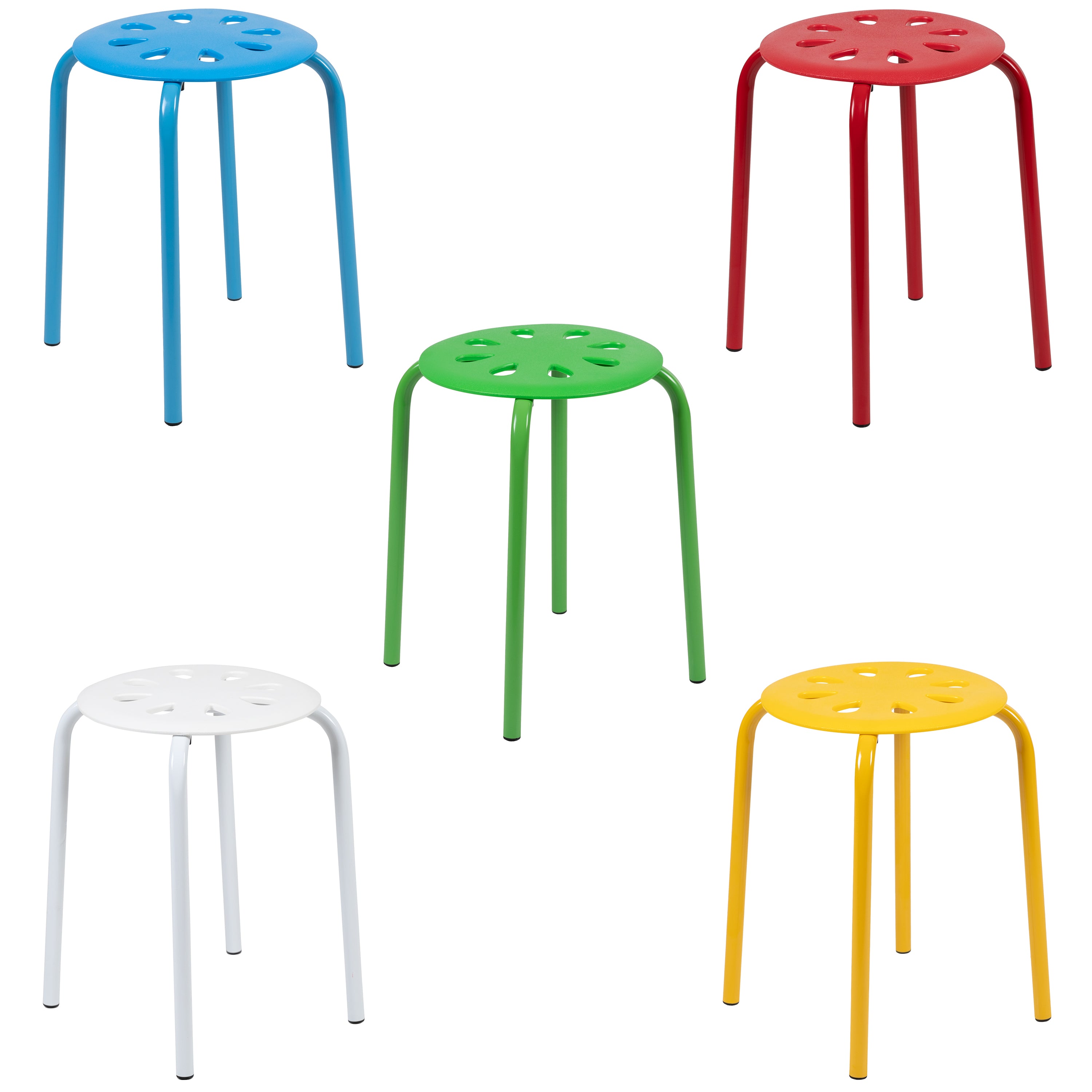 Bailey Plastic Nesting Stack Stools, 17.5"Height, Assorted Colors (5 Pack)