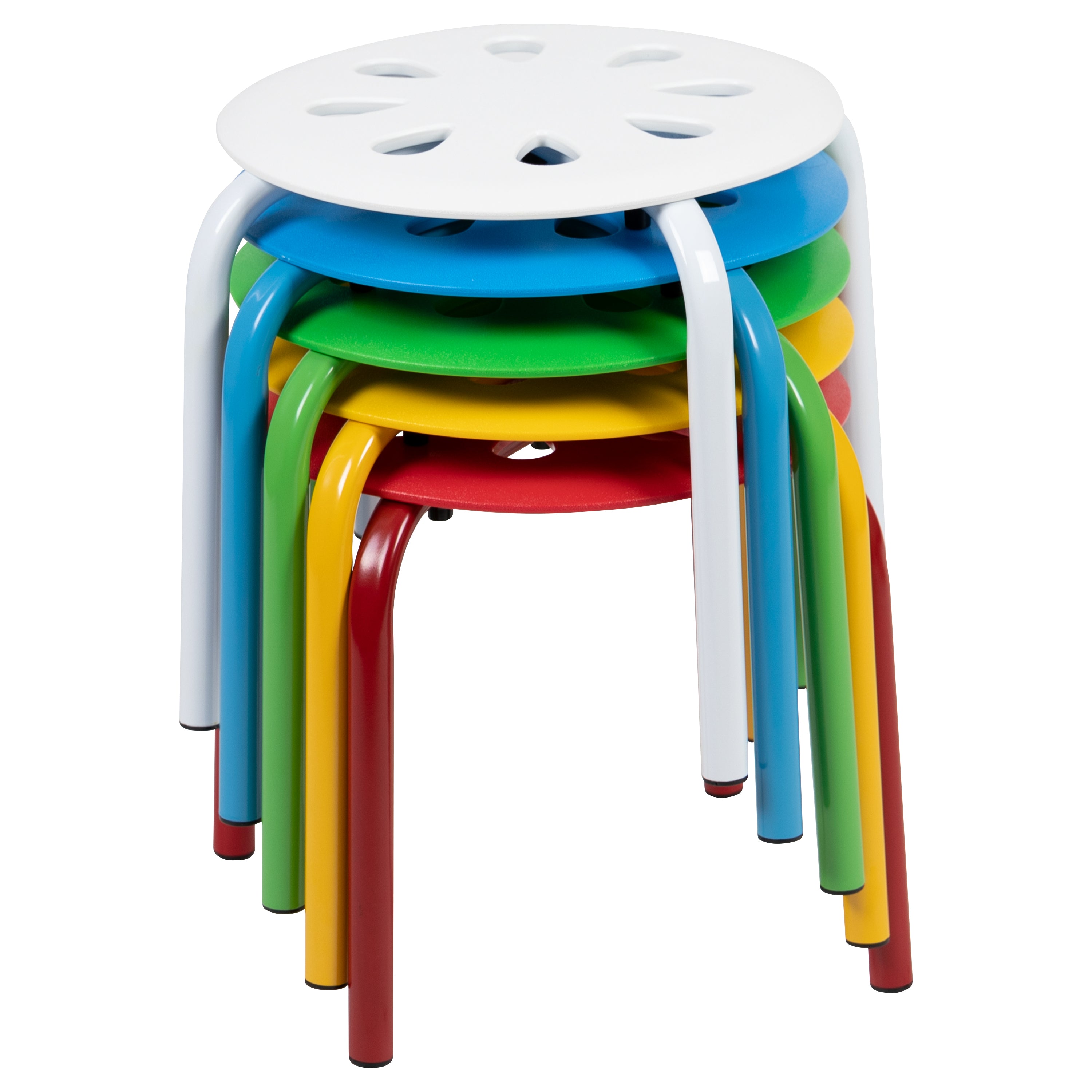 Bentley Plastic Nesting Stack Stools, 11.5"Height, Assorted Colors (5 Pack)