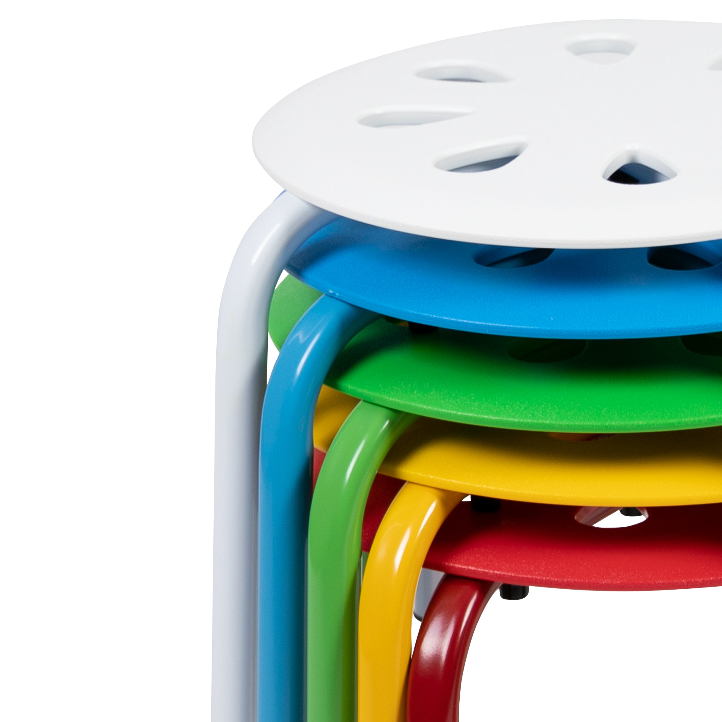 Bentley Plastic Nesting Stack Stools, 11.5"Height, Assorted Colors (5 Pack)