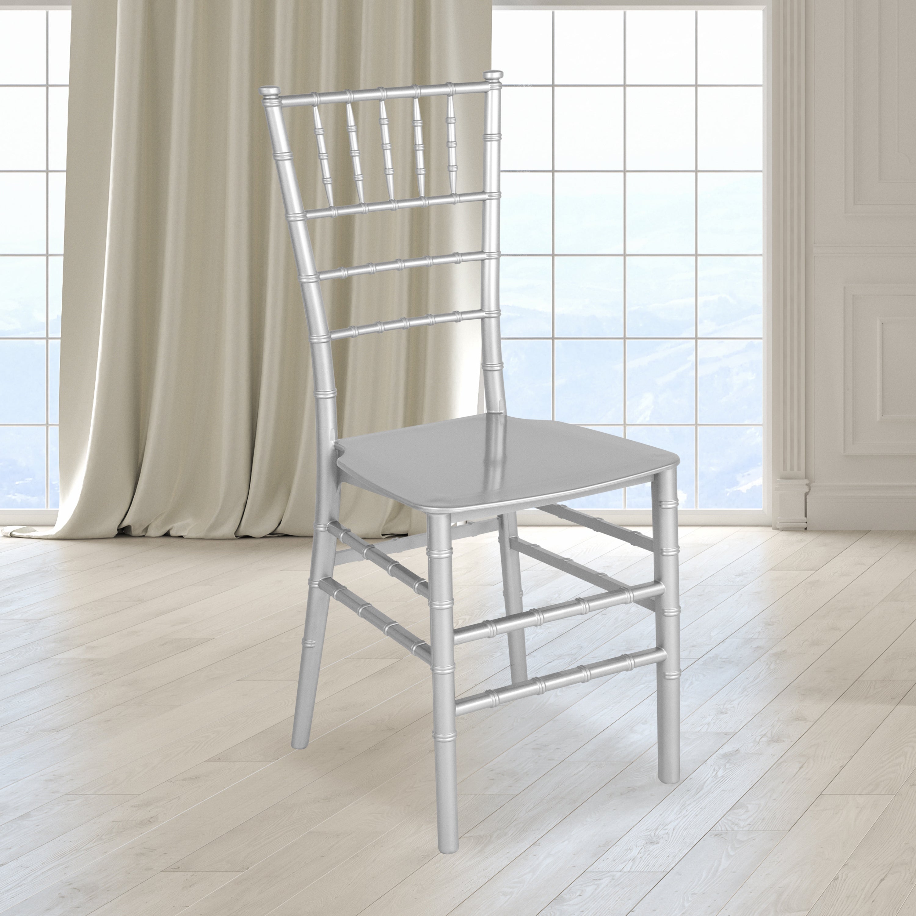 HERCULES Series Silver Resin Stacking Chiavari Chair