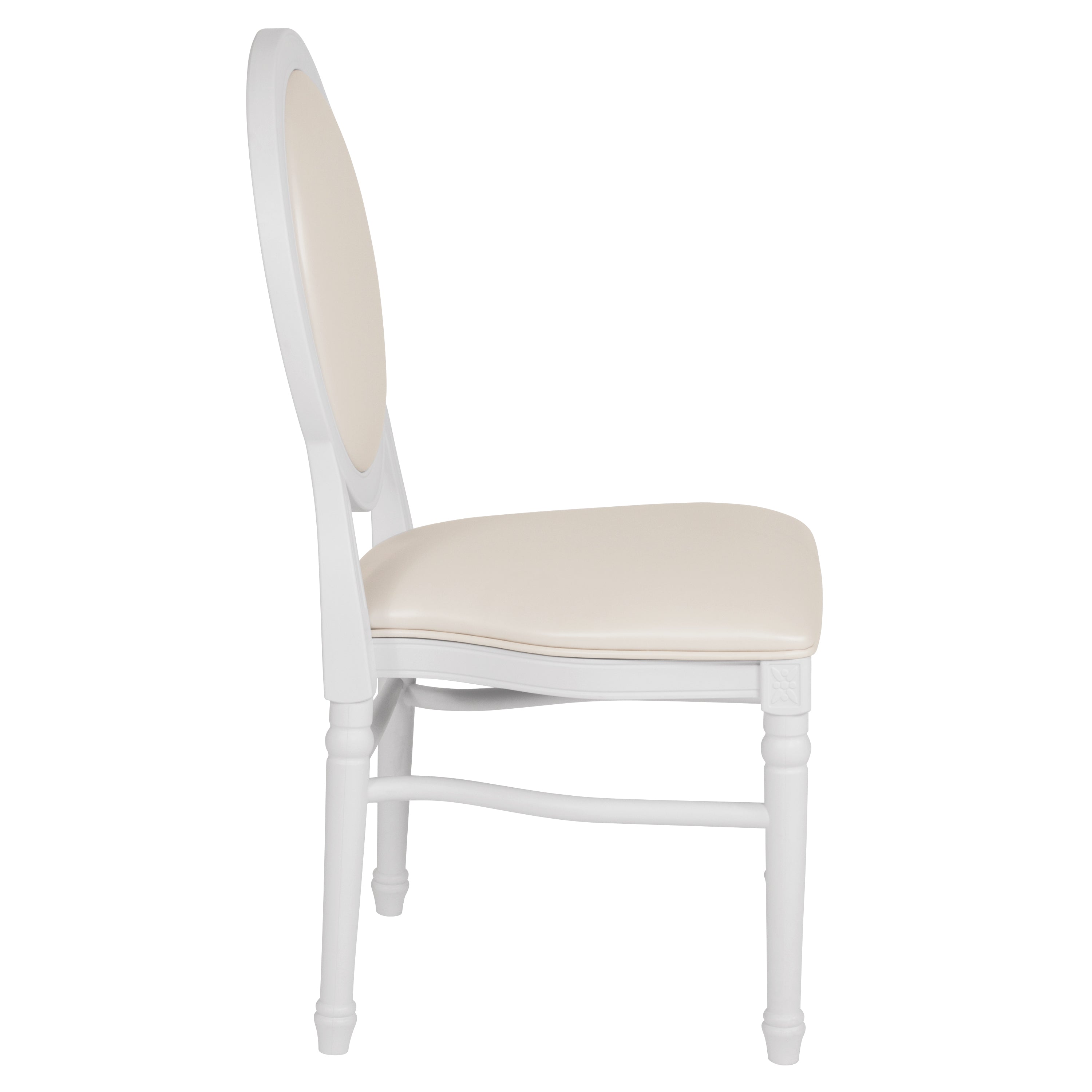 HERCULES Series 900 lb. Capacity King Louis Chair with White Vinyl Back and Seat and White Frame