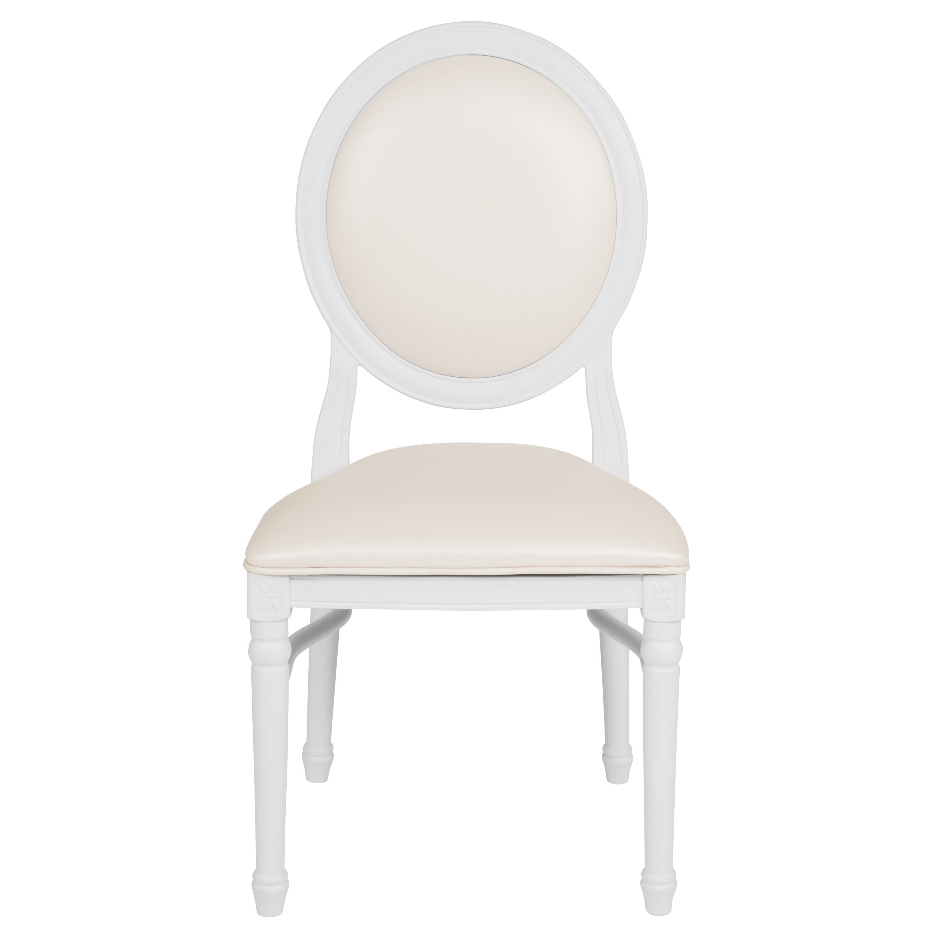 HERCULES Series 900 lb. Capacity King Louis Chair with White Vinyl Back and Seat and White Frame