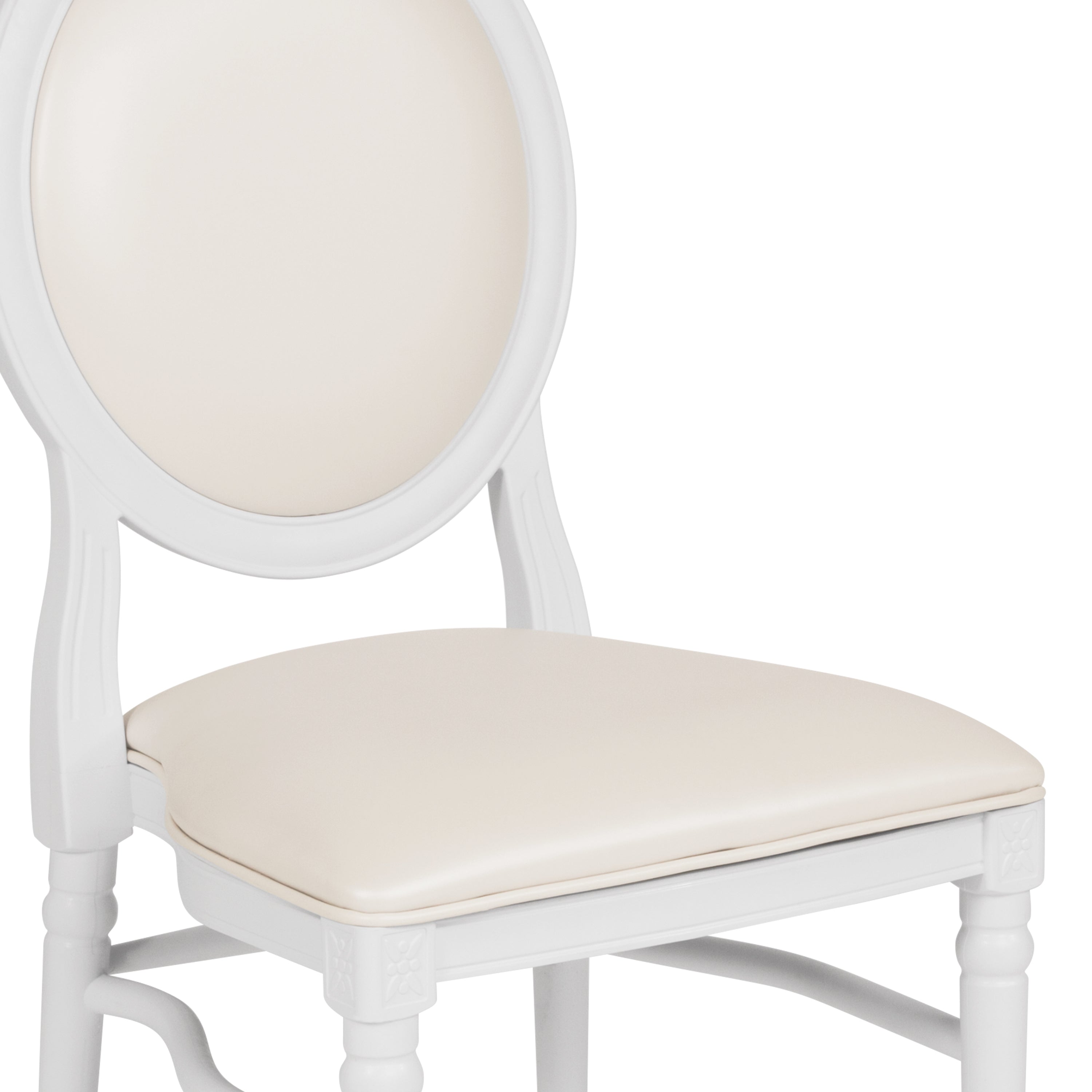 HERCULES Series 900 lb. Capacity King Louis Chair with White Vinyl Back and Seat and White Frame