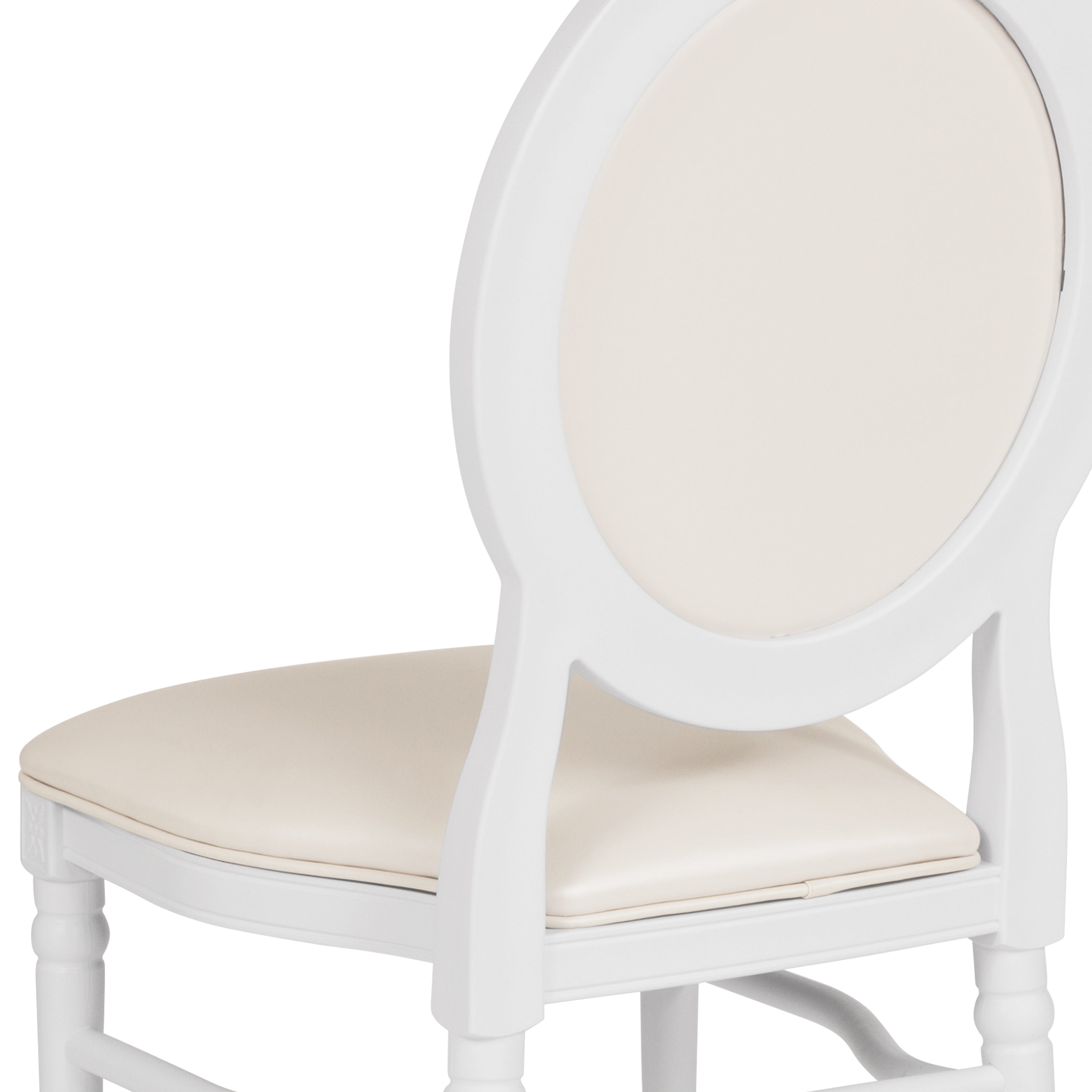 HERCULES Series 900 lb. Capacity King Louis Chair with White Vinyl Back and Seat and White Frame