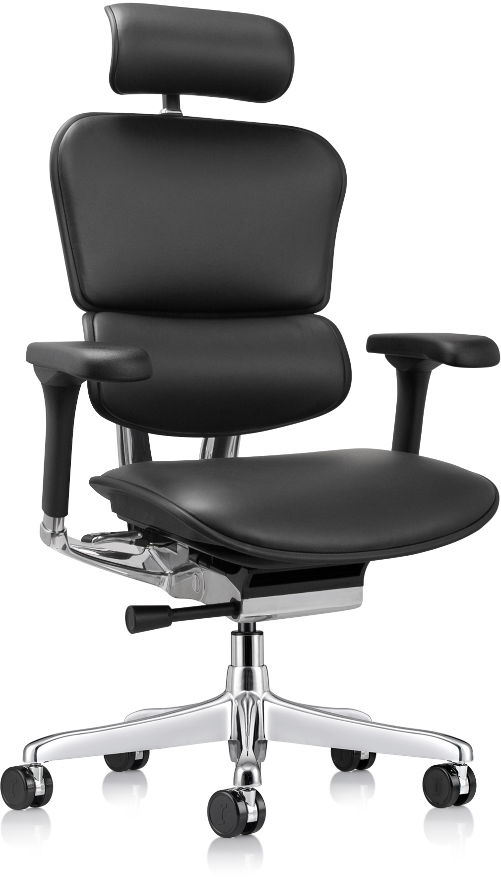 Ergohuman Black Leather Office Chair, no headrest / Gen2