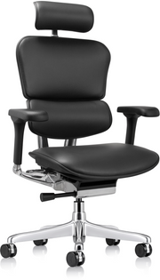Ergohuman Black Leather Office Chair, no headrest / Gen2