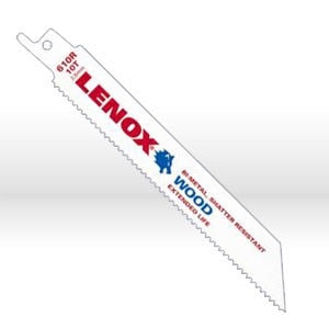 LENOX Reciprocating Saw Blade, Type: Multi pack reciprocating saw blades, Style: Shatter resistant, bi-metal design, Length: 9", Width: 3/4" Thickness: .050, TPI: 6, Package Qty: 5 per pack