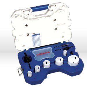 LENOX Hole Saw Kit, Size: 6 sizes/10 pc, Type: Heavy duty case latch, Contains: 3/4", 7/8", 1-1/8", 1-1/2", 1-3/4", 2", 2-1/4" Arbors: 2L, 5L, one 4321 pilot drill & one arbor adaptor