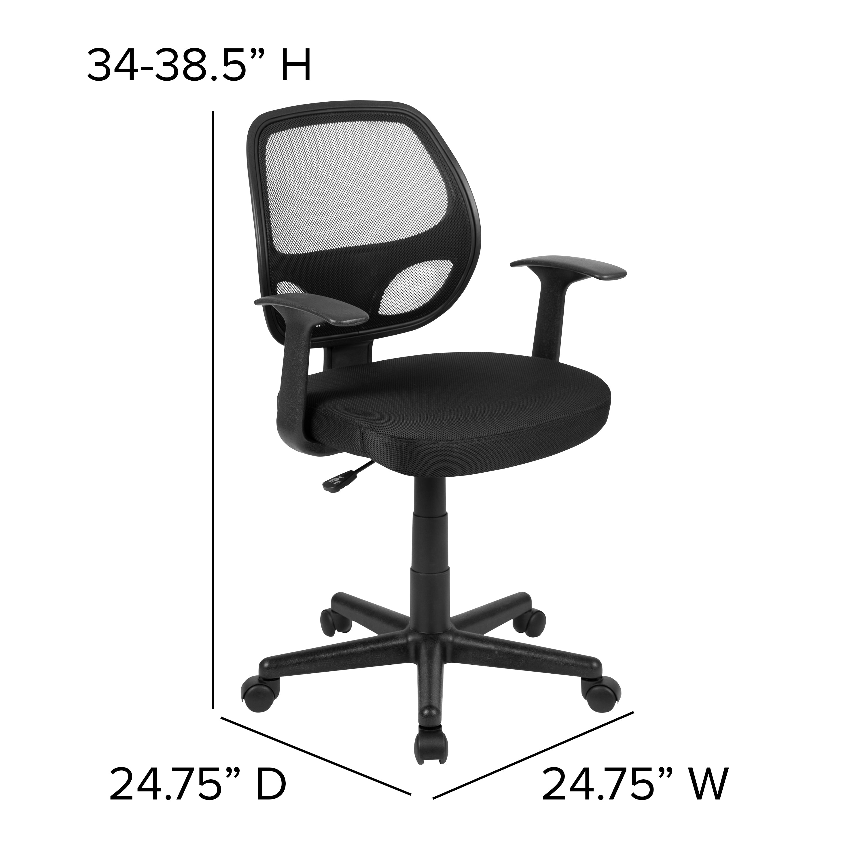 Flash Fundamentals Mid-Back Black Mesh Swivel Ergonomic Task Office Chair with Arms