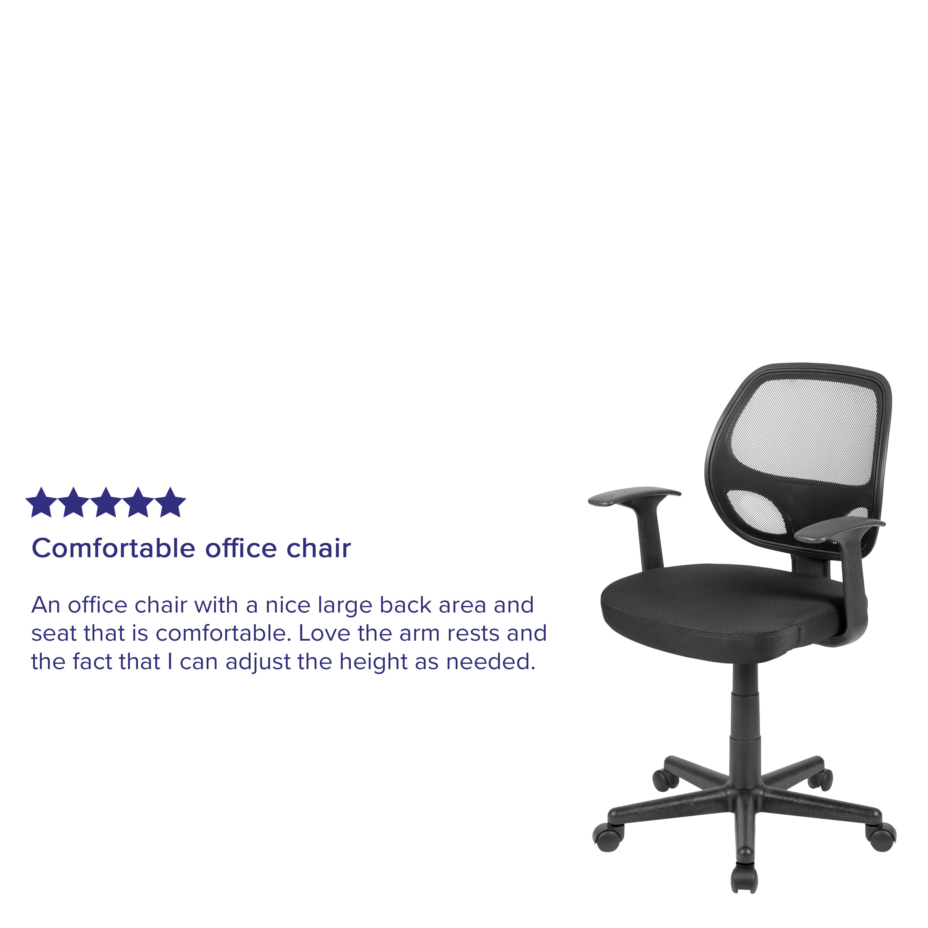 Flash Fundamentals Mid-Back Black Mesh Swivel Ergonomic Task Office Chair with Arms