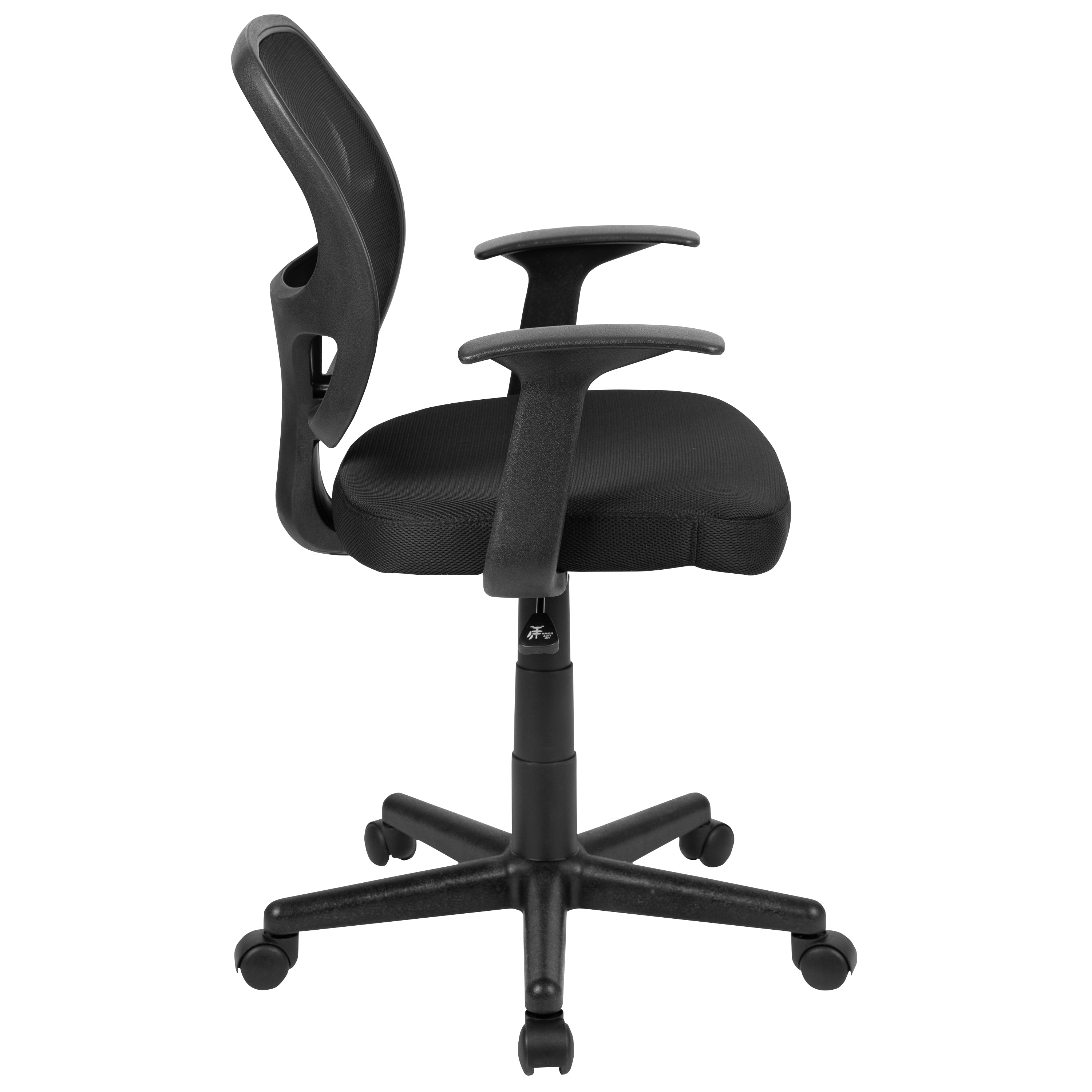 Flash Fundamentals Mid-Back Black Mesh Swivel Ergonomic Task Office Chair with Arms