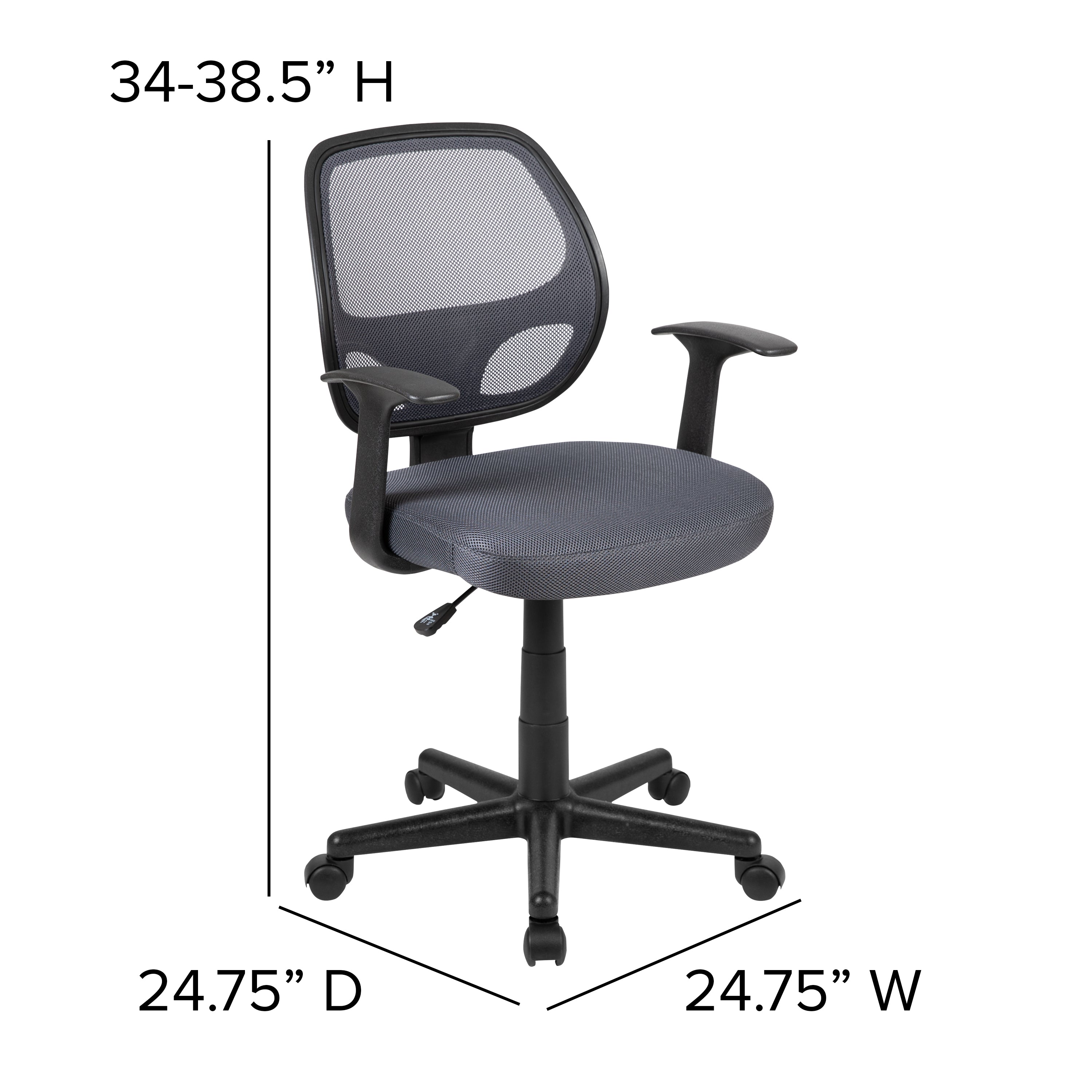 Flash Fundamentals Mid-Back Gray Mesh Swivel Ergonomic Task Office Chair with Arms
