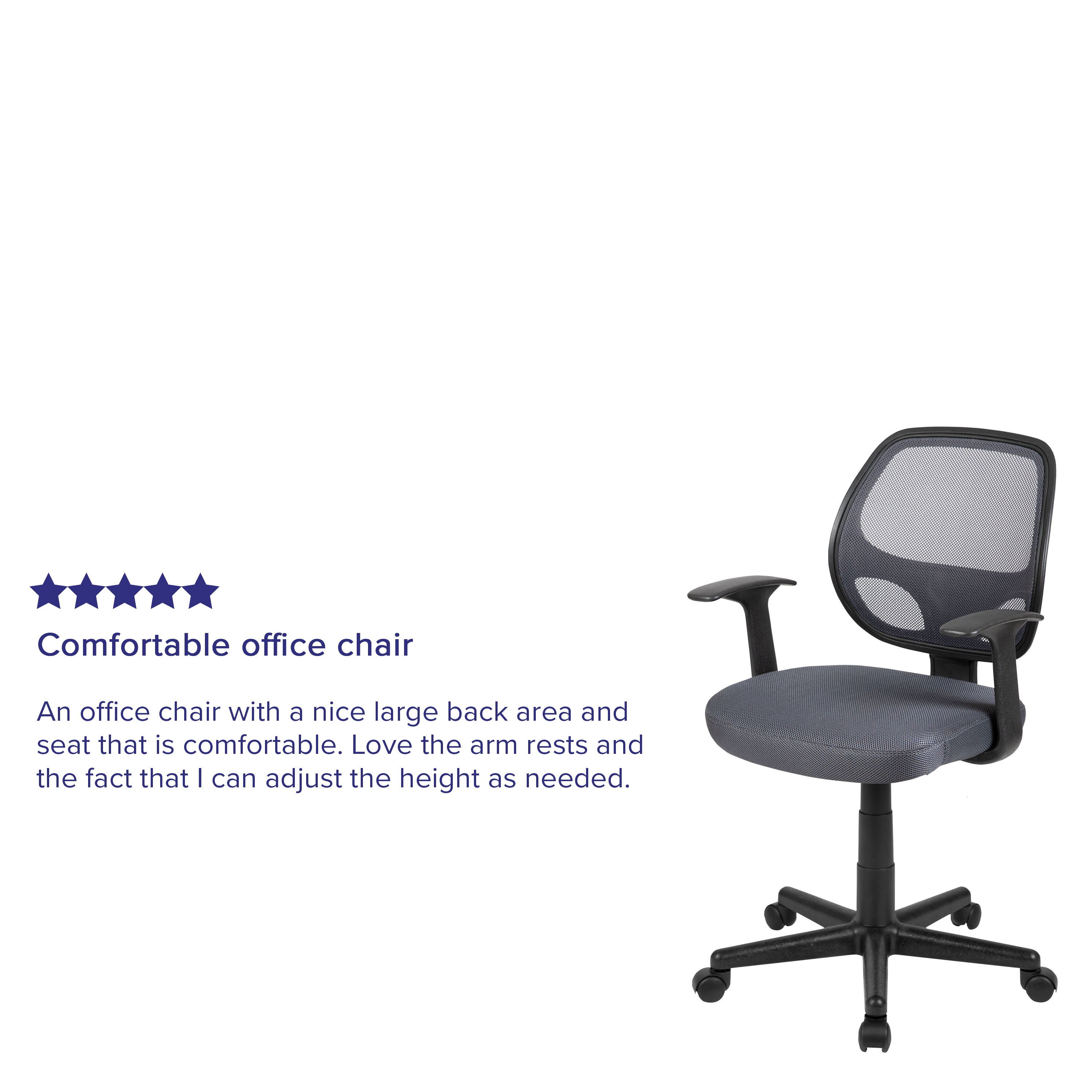 Flash Fundamentals Mid-Back Gray Mesh Swivel Ergonomic Task Office Chair with Arms