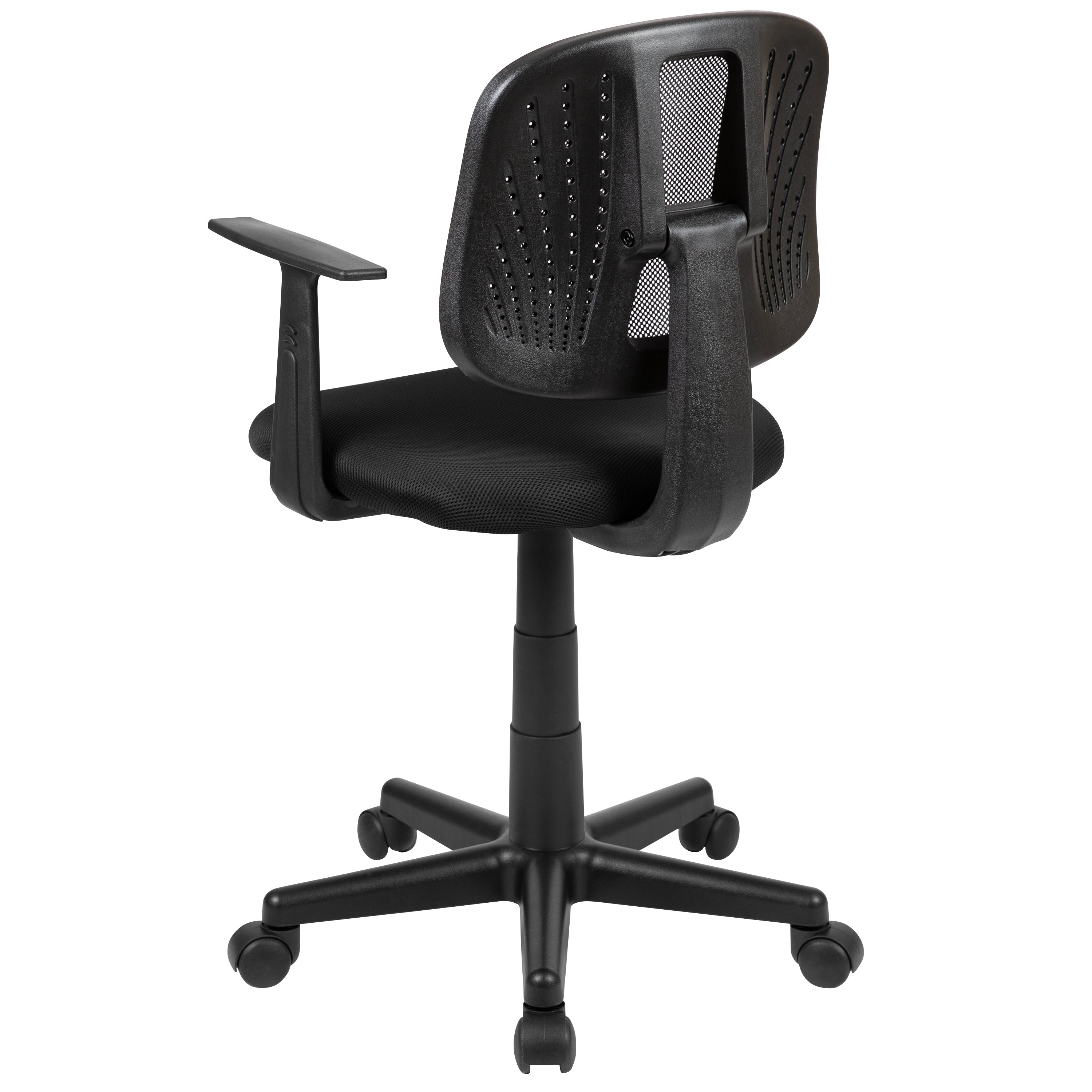 Flash Fundamentals Mid-Back Black Mesh Swivel Task Office Chair with Pivot Back and Arms