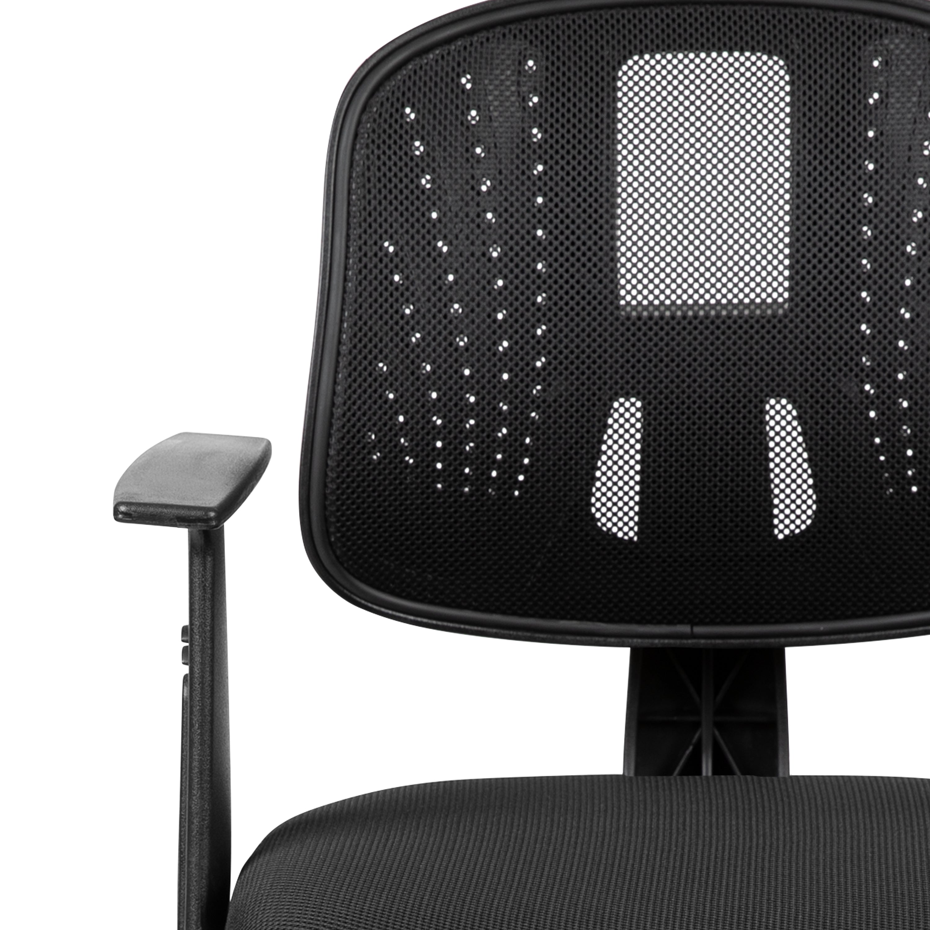 Flash Fundamentals Mid-Back Black Mesh Swivel Task Office Chair with Pivot Back and Arms