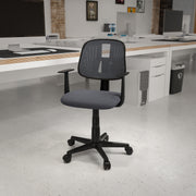 Flash Fundamentals Mid-Back Gray Mesh Swivel Task Office Chair with Pivot Back and Arms