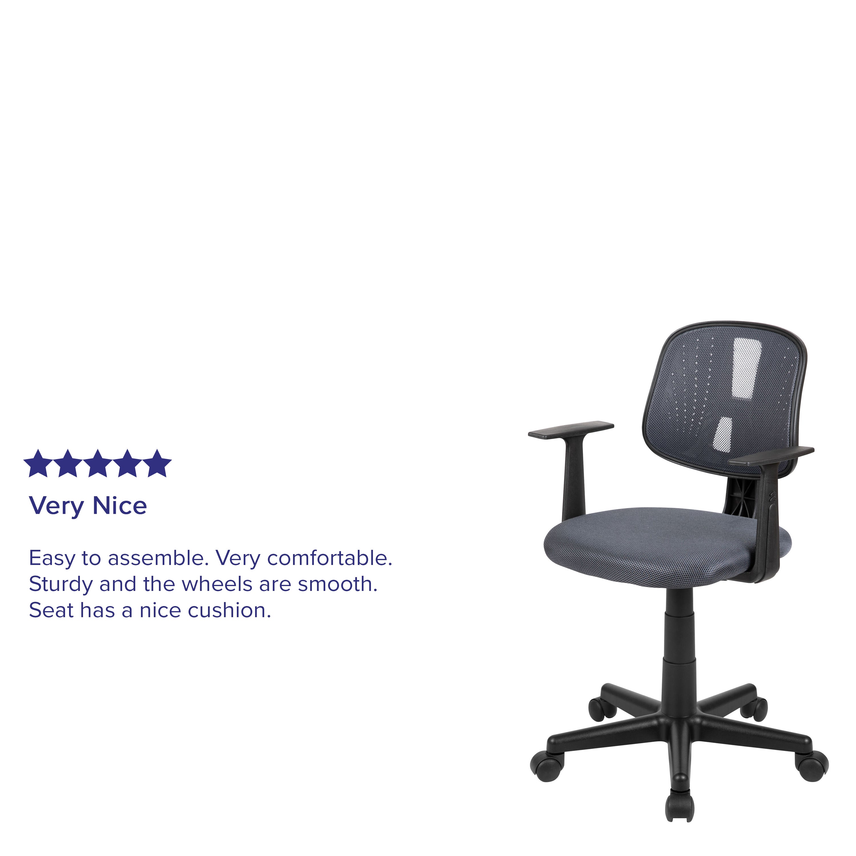 Flash Fundamentals Mid-Back Gray Mesh Swivel Task Office Chair with Pivot Back and Arms