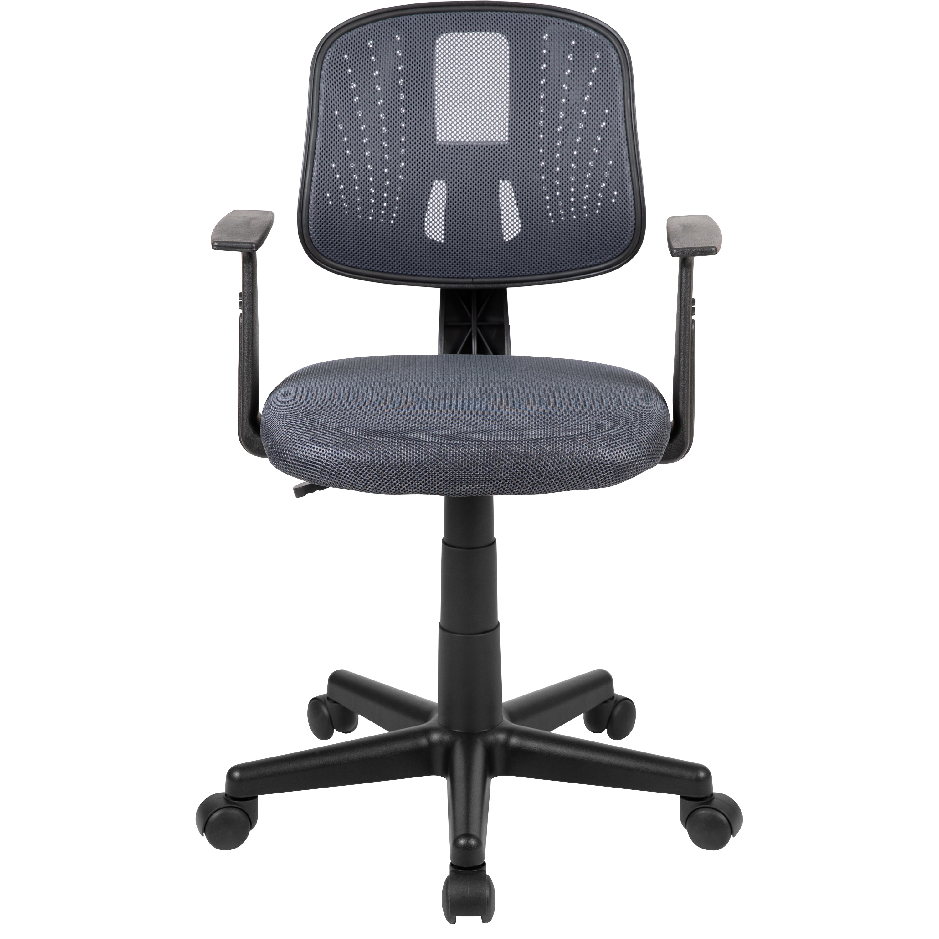 Flash Fundamentals Mid-Back Gray Mesh Swivel Task Office Chair with Pivot Back and Arms
