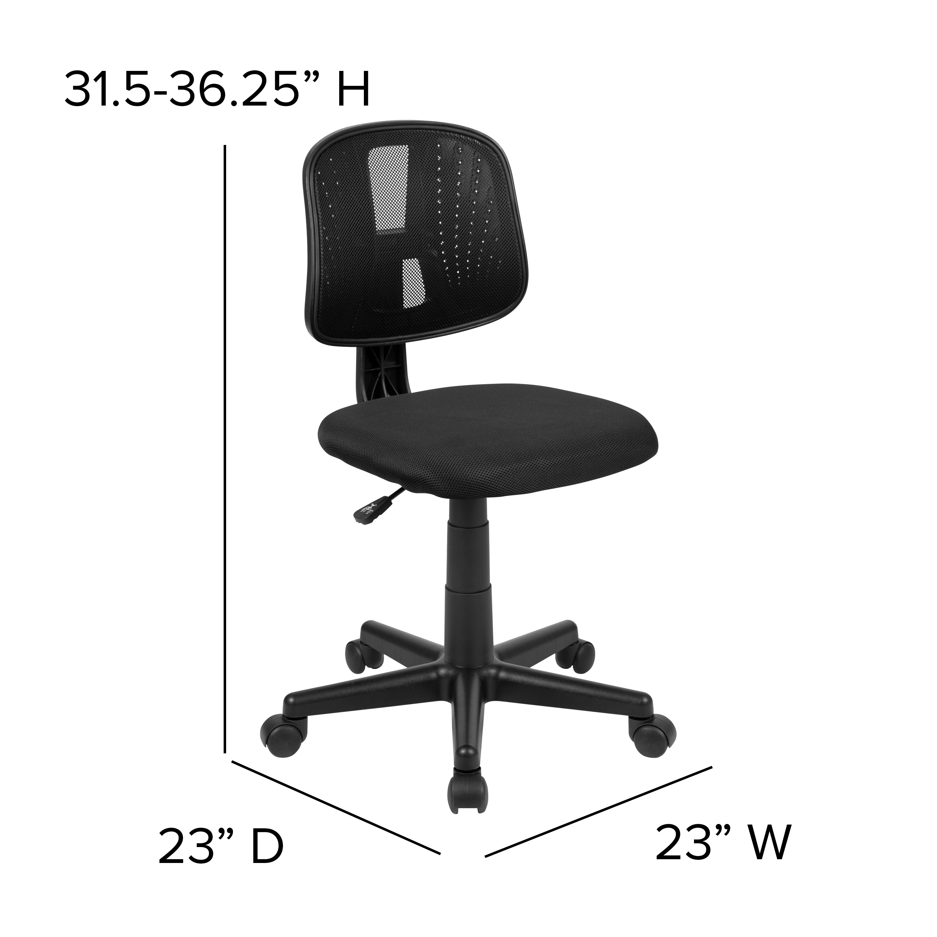 Flash Fundamentals Mid-Back Black Mesh Swivel Task Office Chair with Pivot Back
