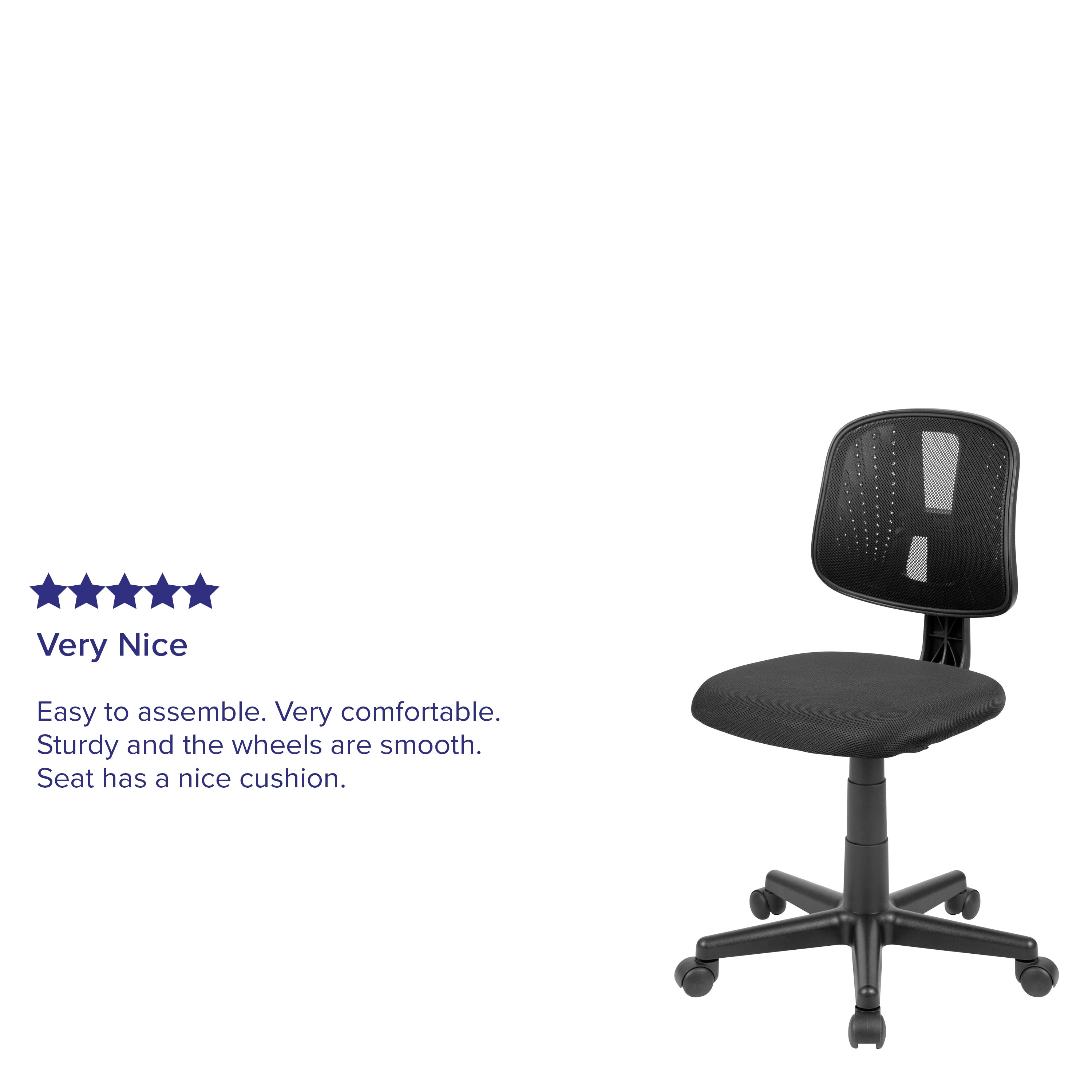 Flash Fundamentals Mid-Back Black Mesh Swivel Task Office Chair with Pivot Back
